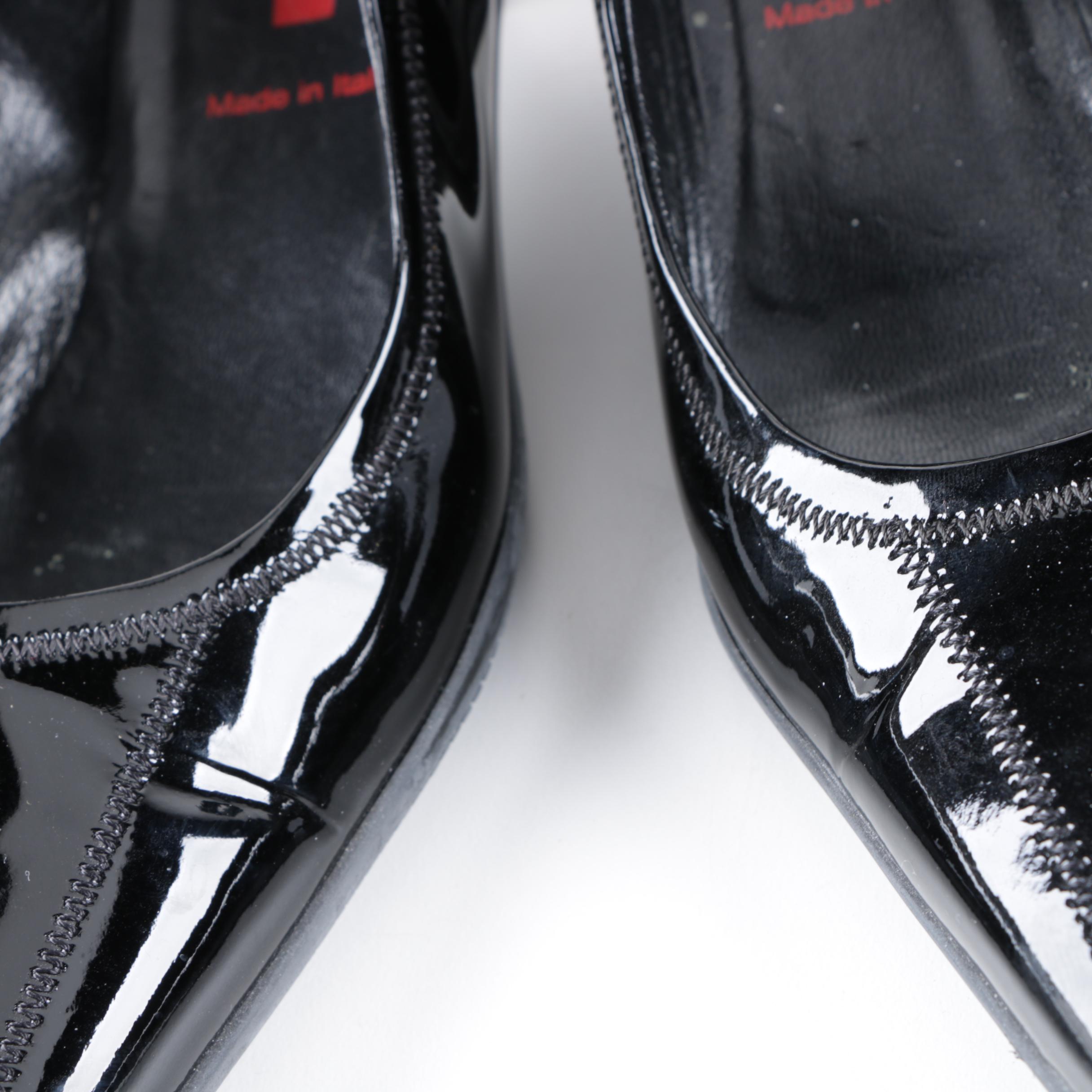 Prada Black Leather Kitten Heel Mules and Mary Janes