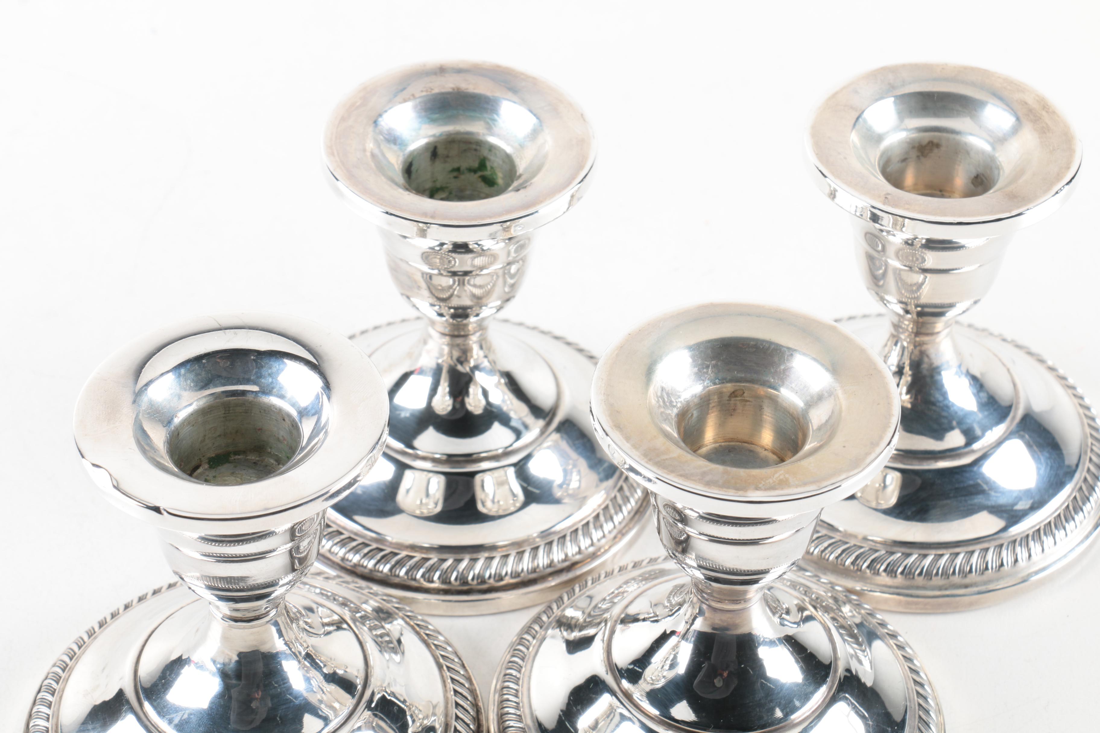 M. Fred Hirsch Co. Weighted Sterling Gadrooned Candleholders