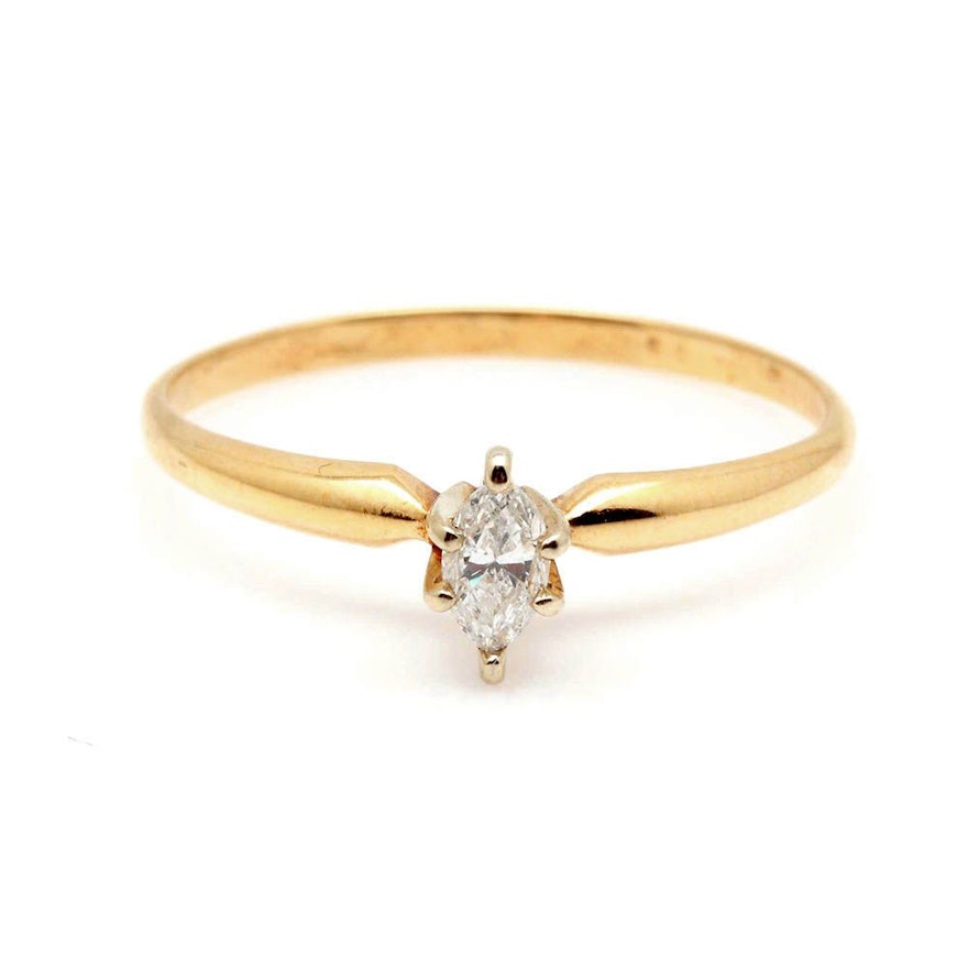 14K Yellow Gold Diamond Solitaire Ring