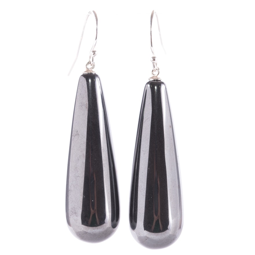 Sterling Silver Hematite Dangle Earrings