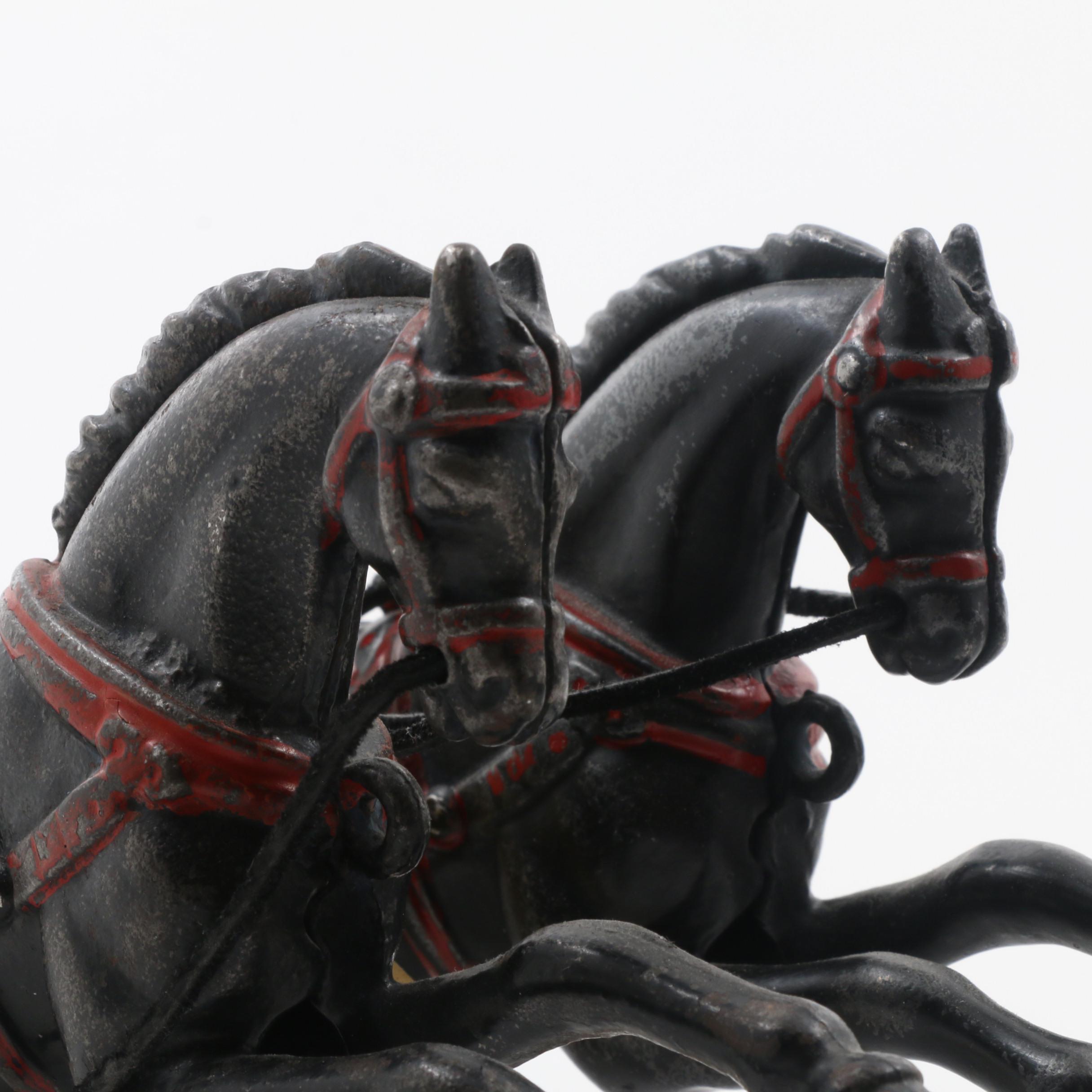 Antique Two Horse Drawn Cast Iron Ladder Wagon