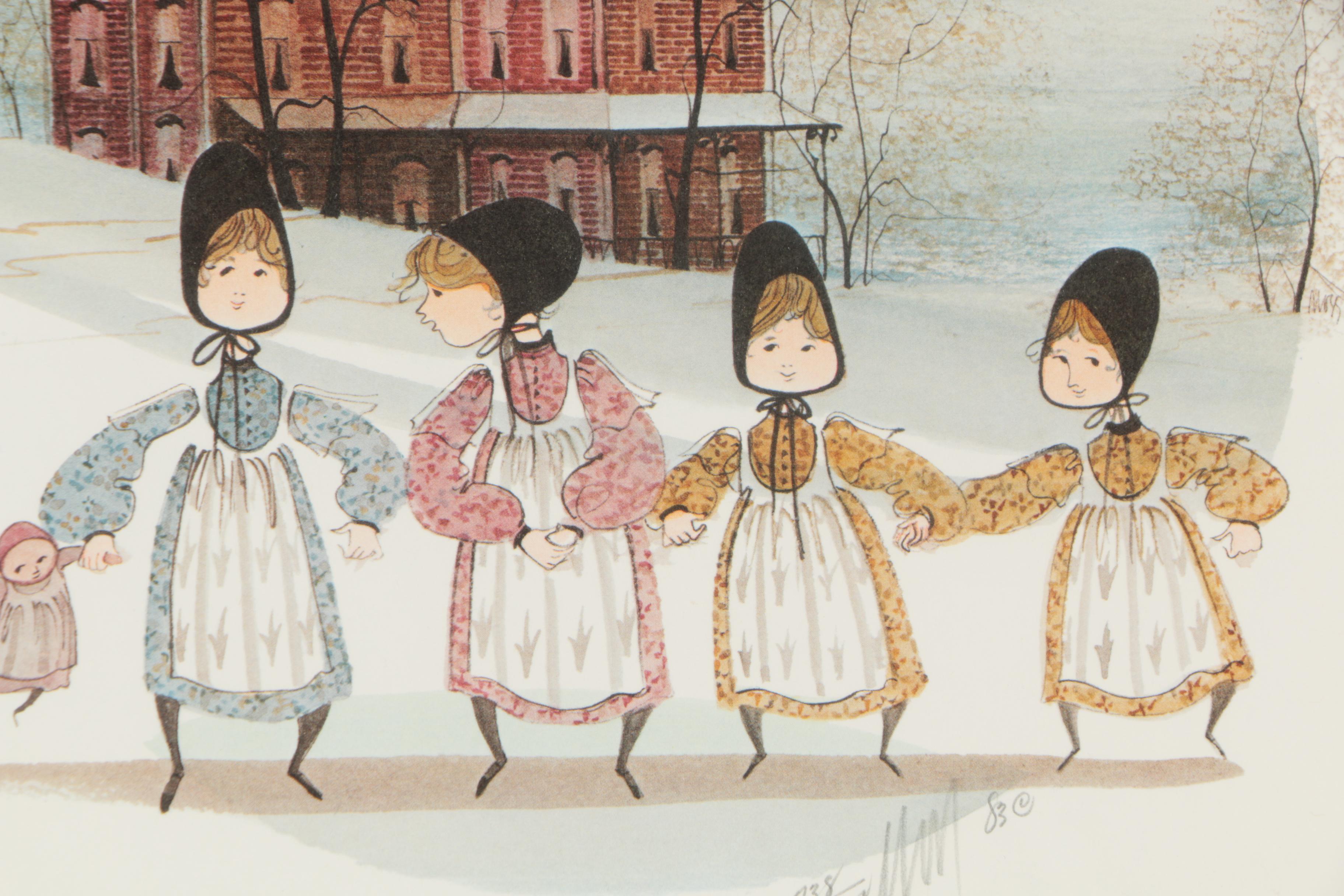 Patricia Buckley Moss Limited Edition Offset Lithograph "Sisters Four"