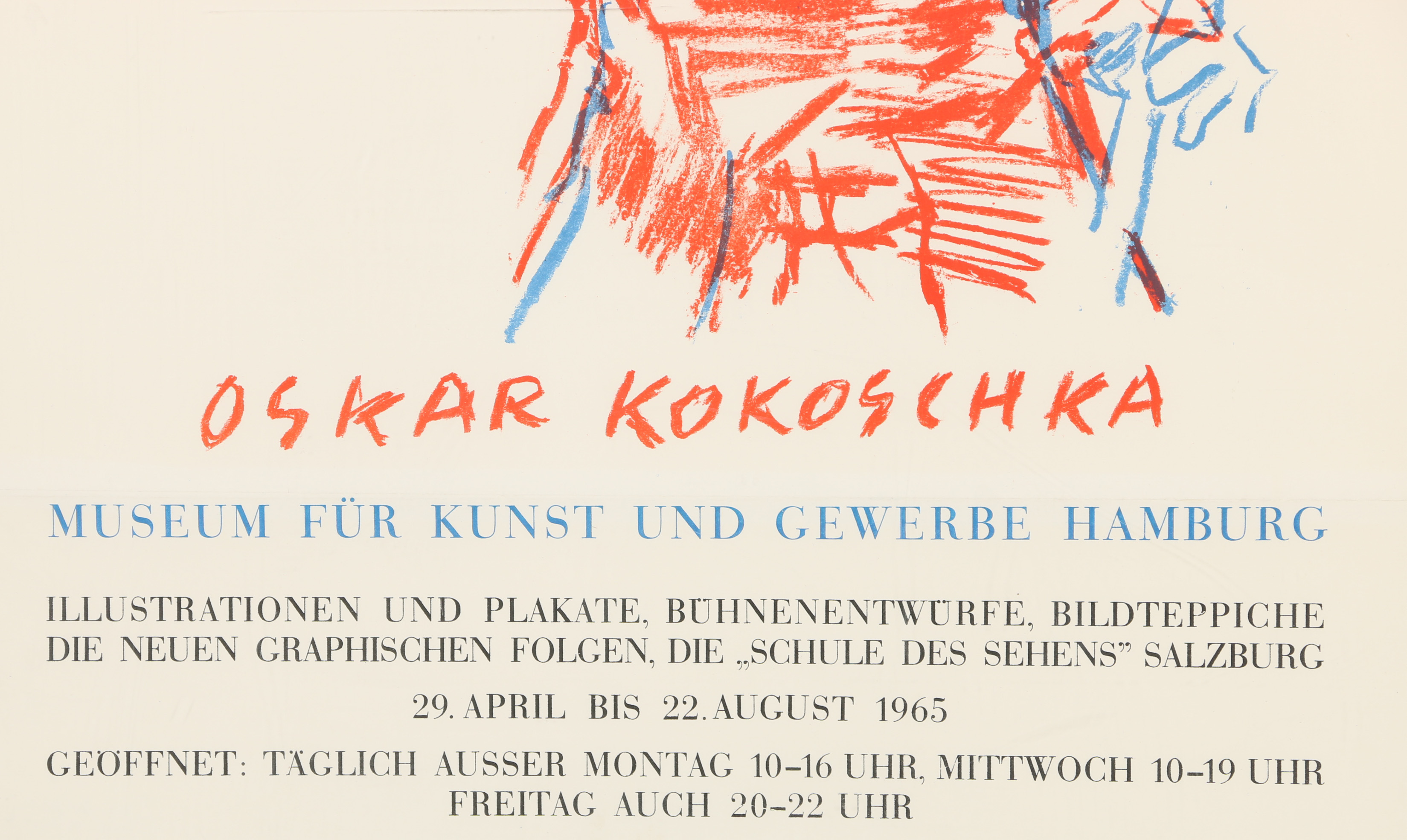 Oskar Kokoschka Lithograph Poster "Museum Für Kunst und Gewerbe Hamburg"