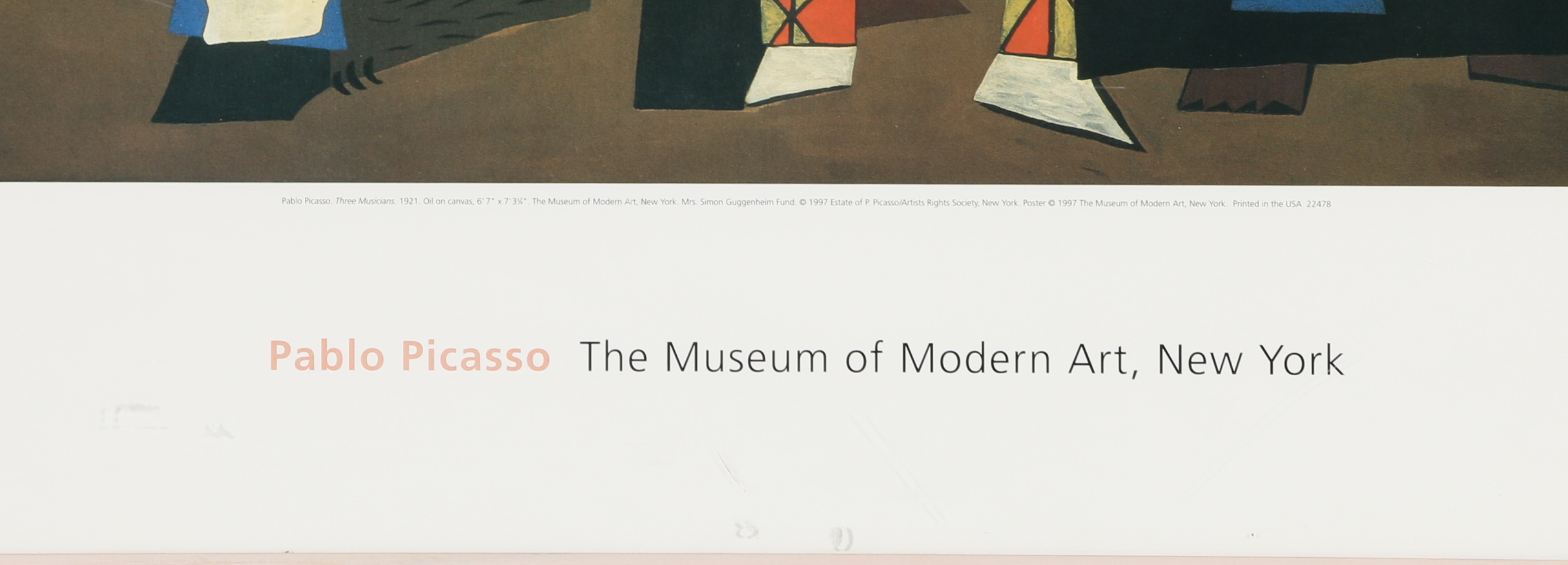 Offset Lithograph Poster After Pablo Picasso "Three Musicians"