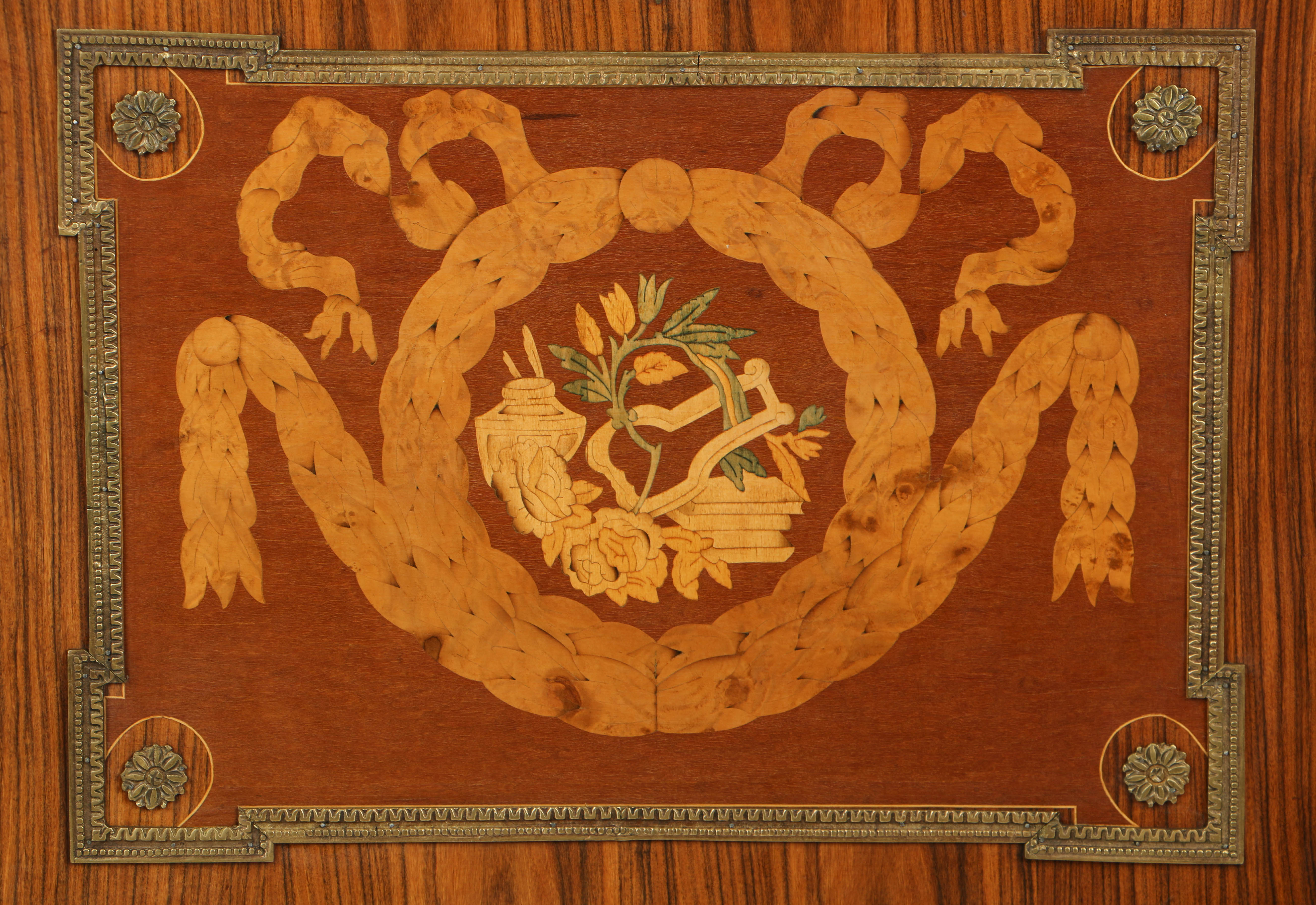 Vintage Louis XVI Style Marquetry Secrétaire à Abattant with Marble Top