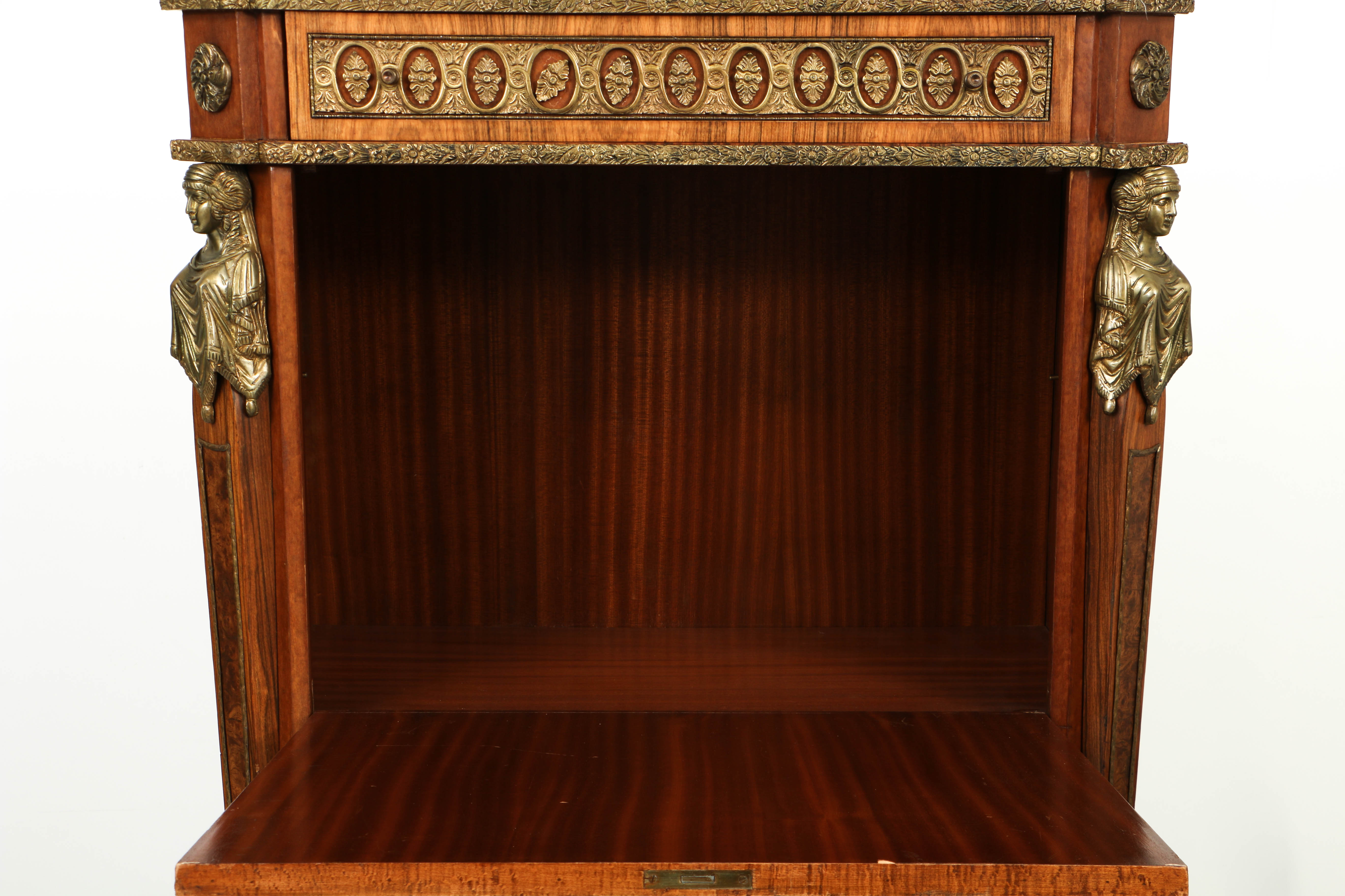 Vintage Louis XVI Style Marquetry Secrétaire à Abattant with Marble Top