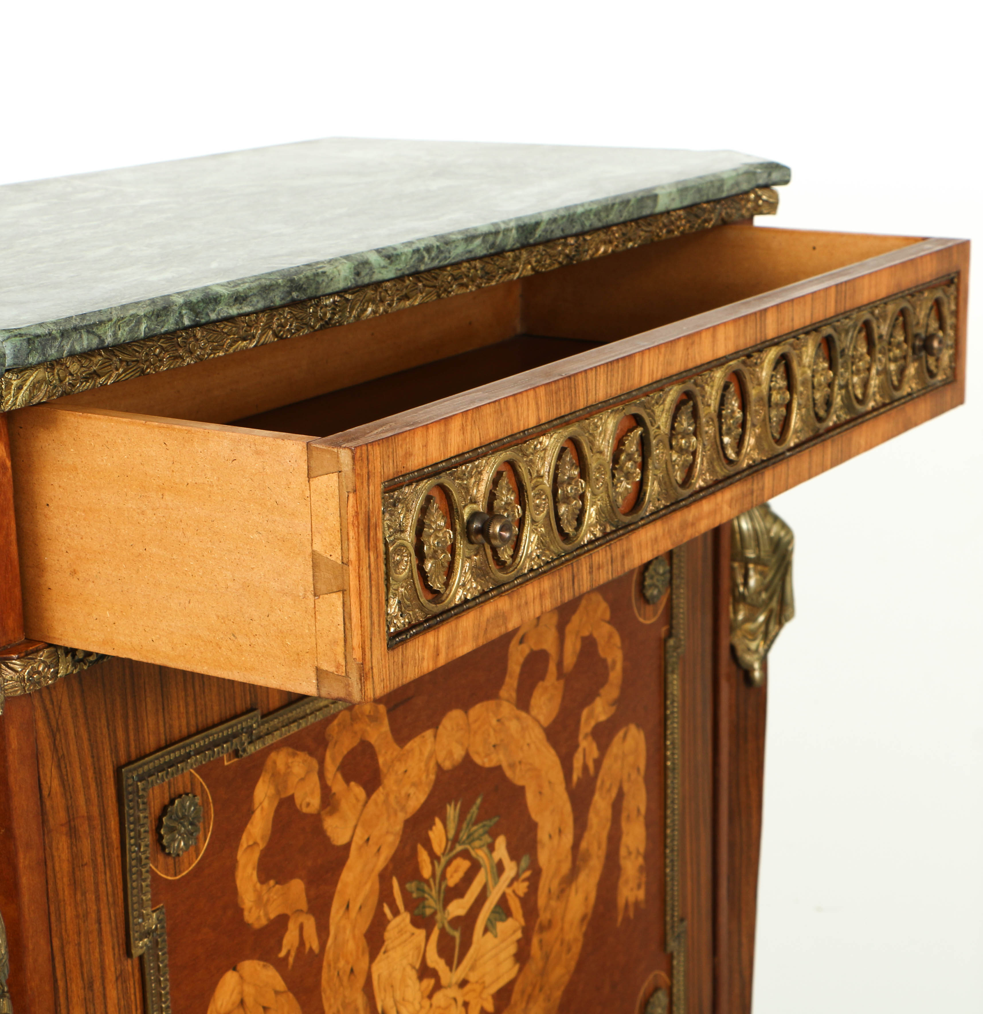 Vintage Louis XVI Style Marquetry Secrétaire à Abattant with Marble Top