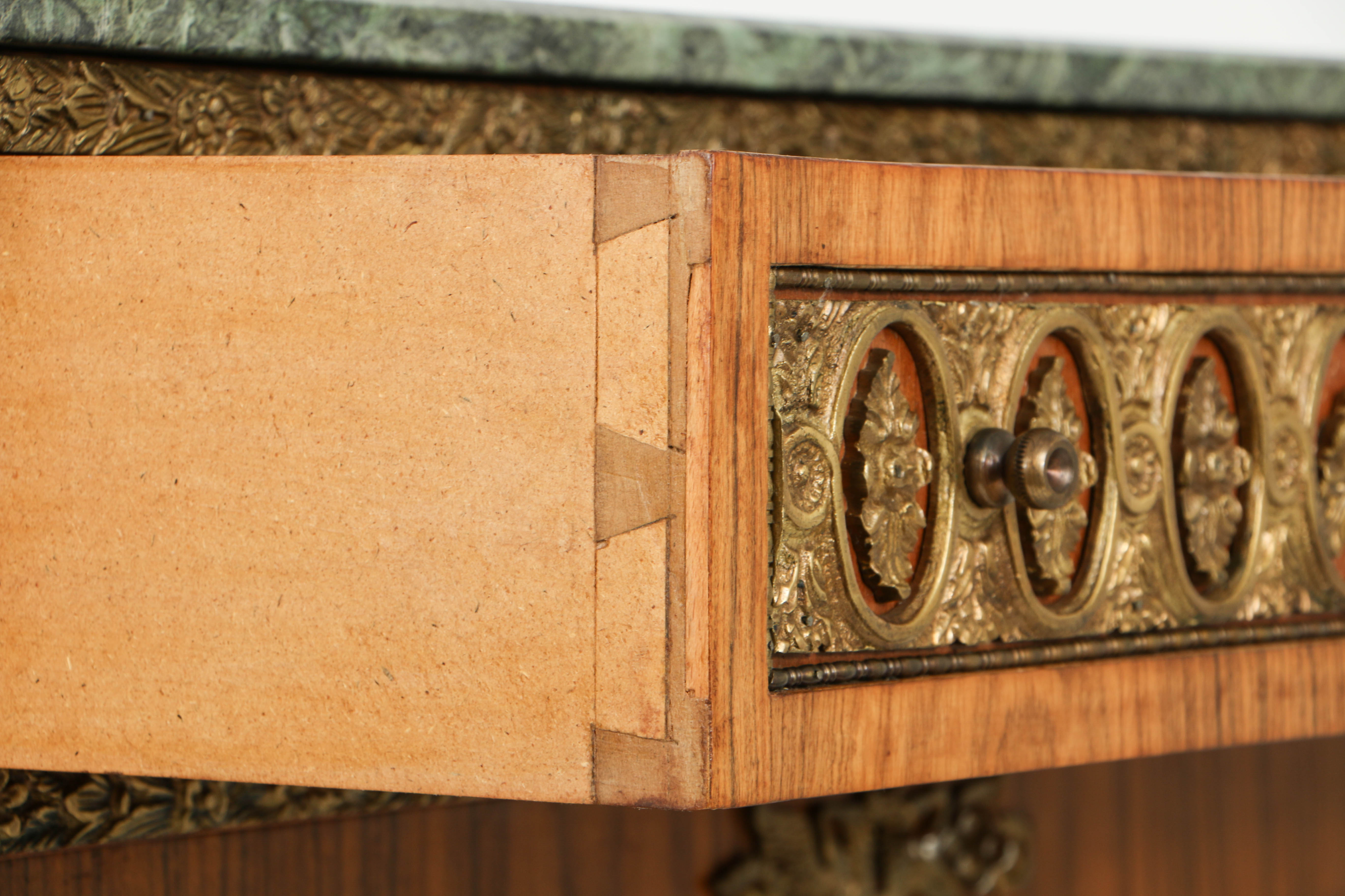 Vintage Louis XVI Style Marquetry Secrétaire à Abattant with Marble Top