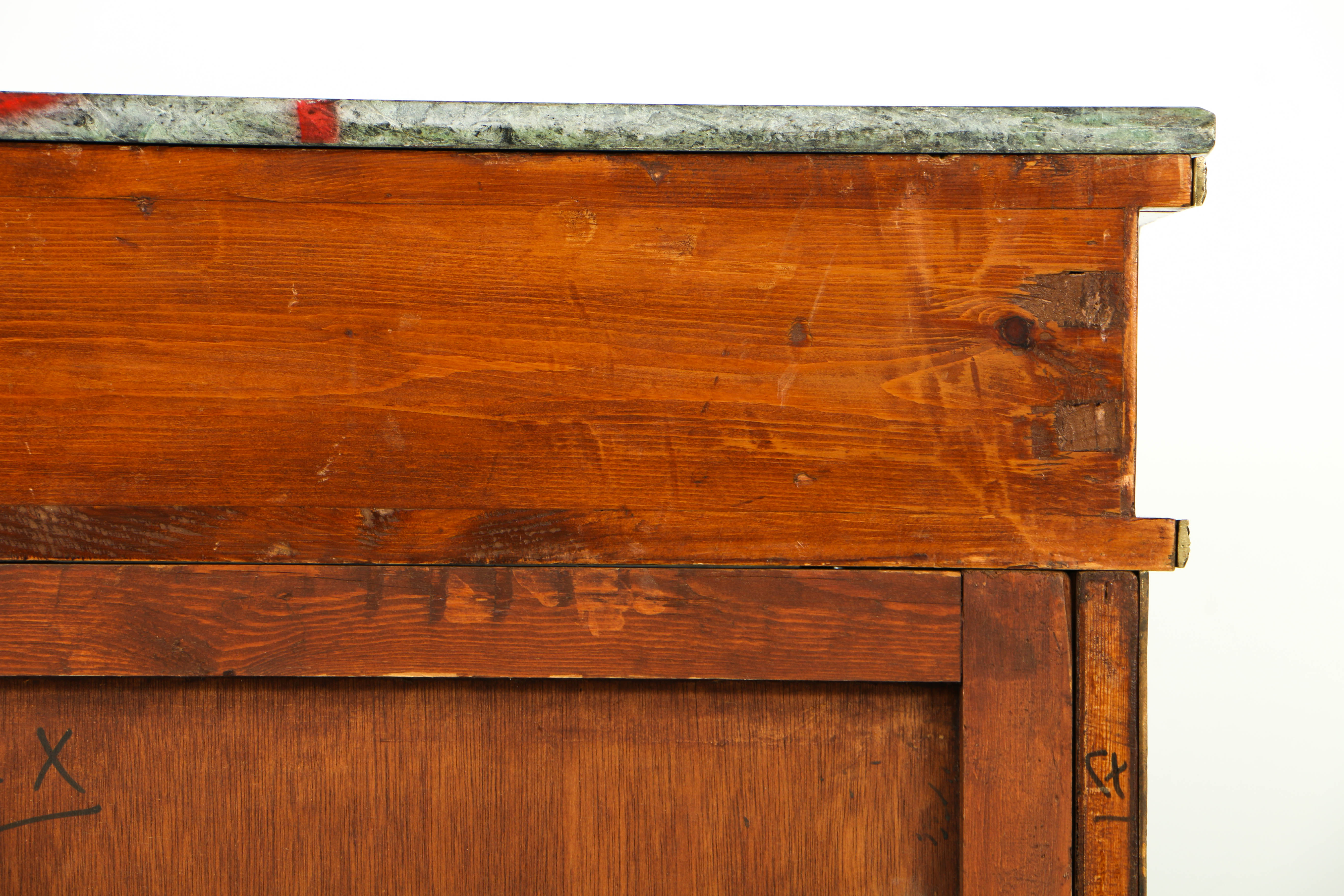 Vintage Louis XVI Style Marquetry Secrétaire à Abattant with Marble Top