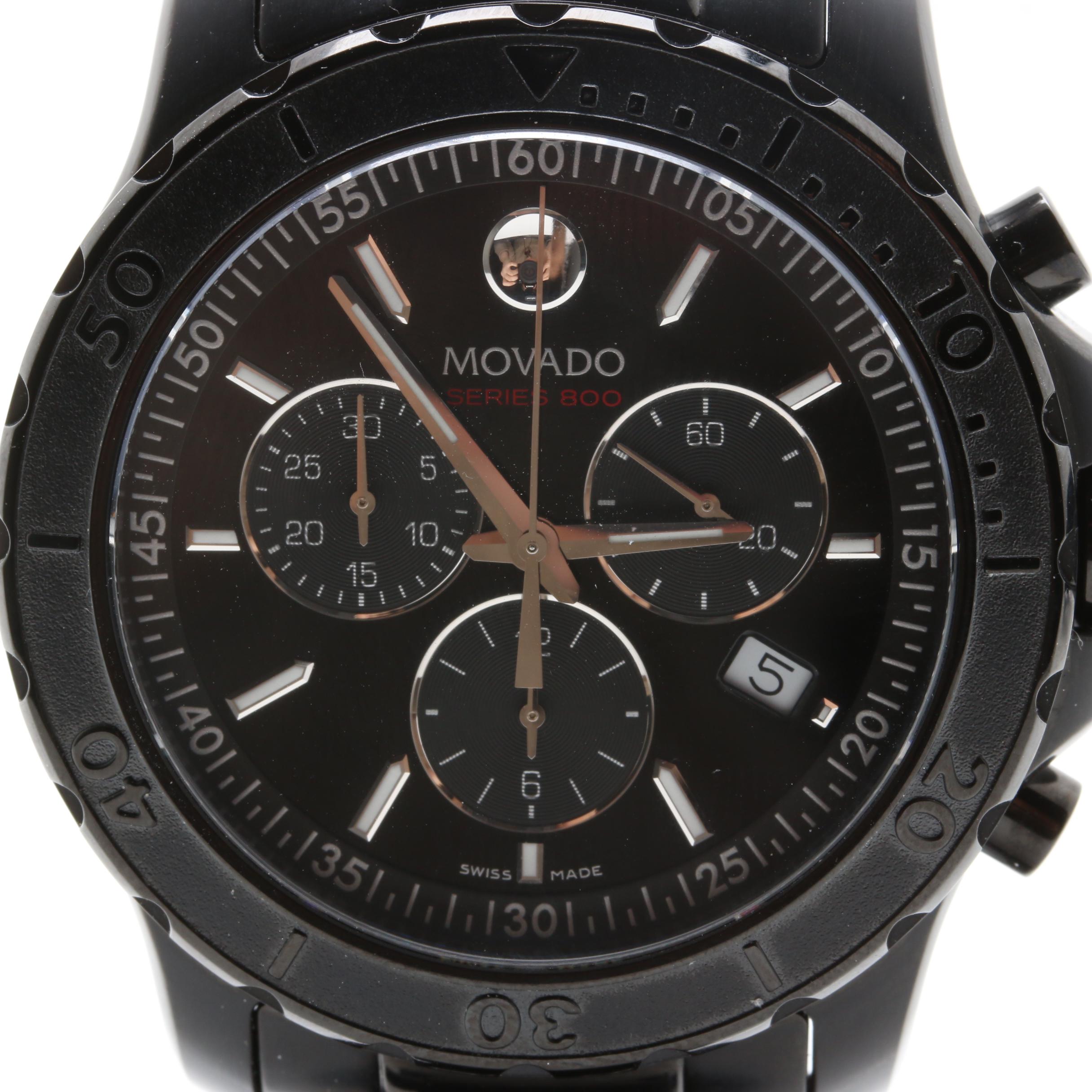 Movado Series 800 Black Chronograph Watch