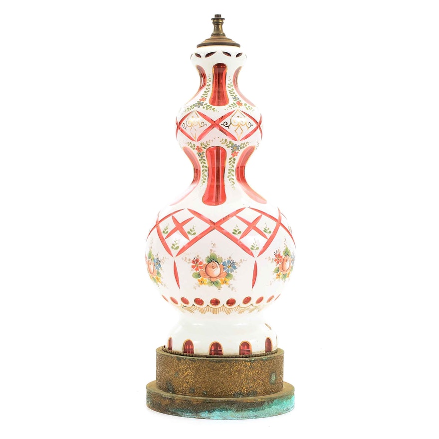 Vintage Bohemian Glass Lamp Base