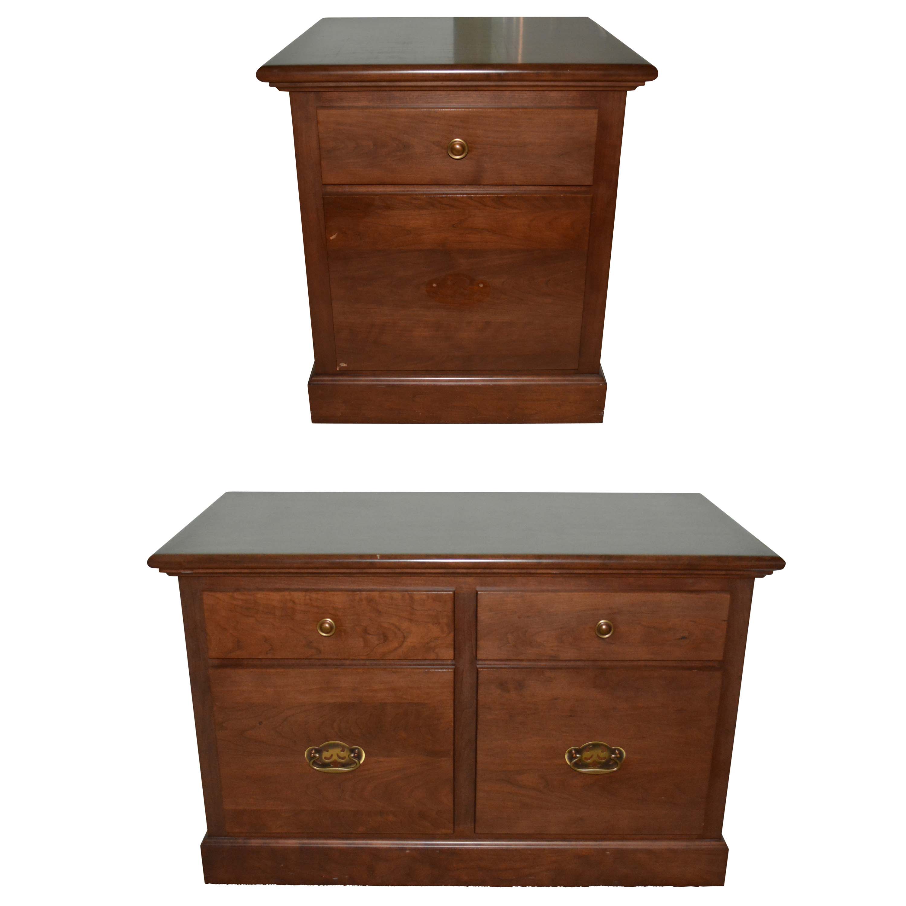 Two Filing Cabinets with Mahogany Finish