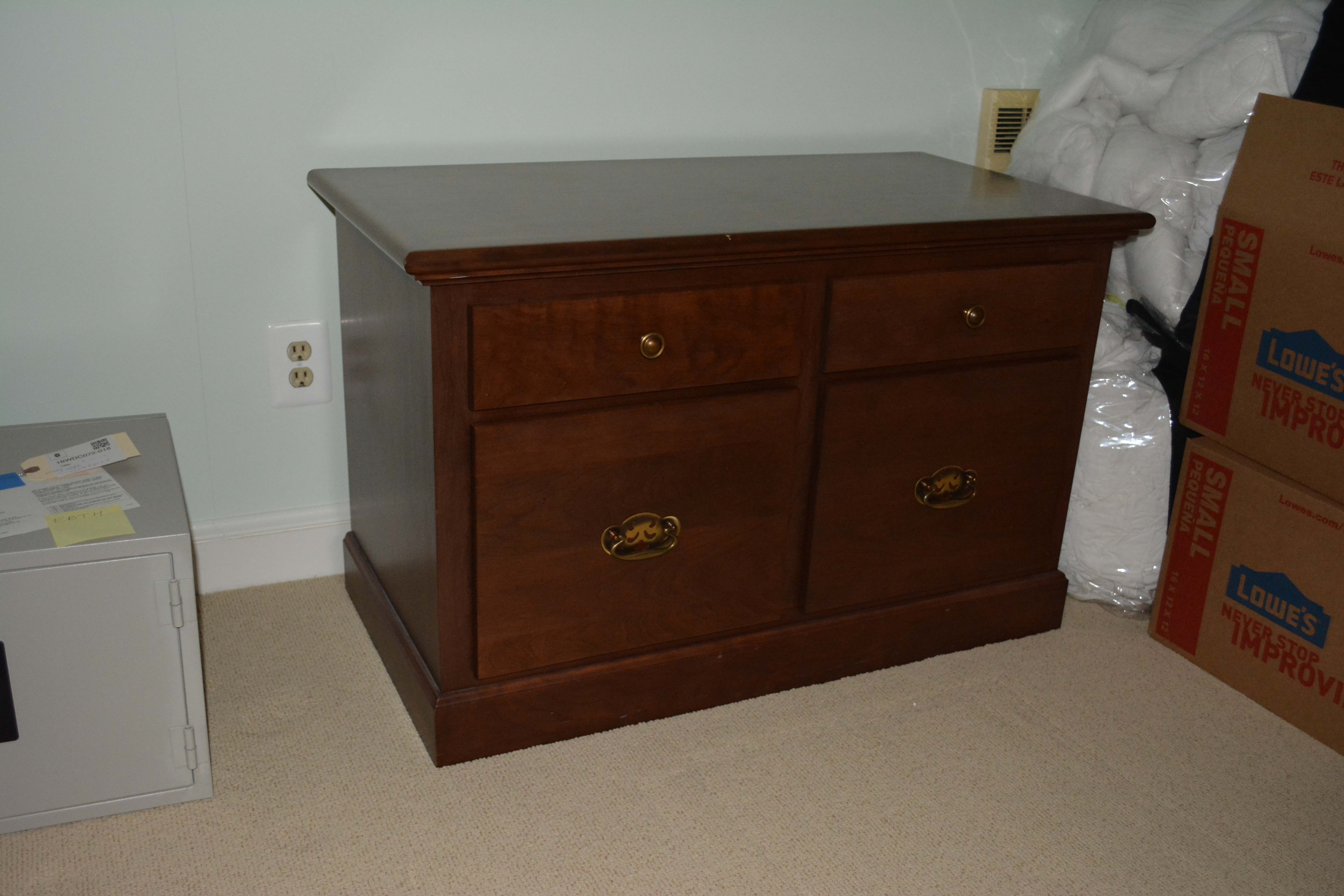 Two Filing Cabinets with Mahogany Finish