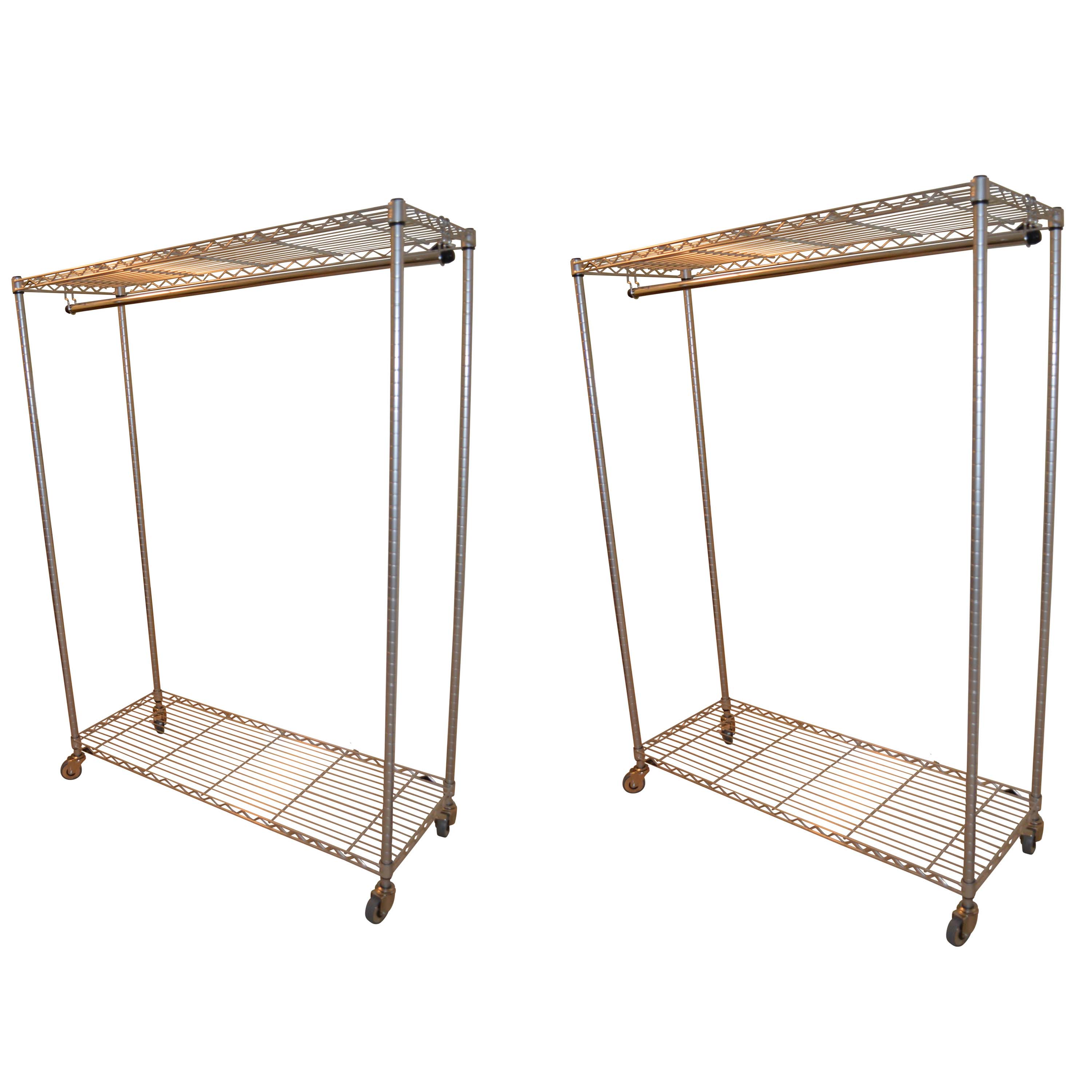Pair of InterMETRO Rolling Clothing Racks