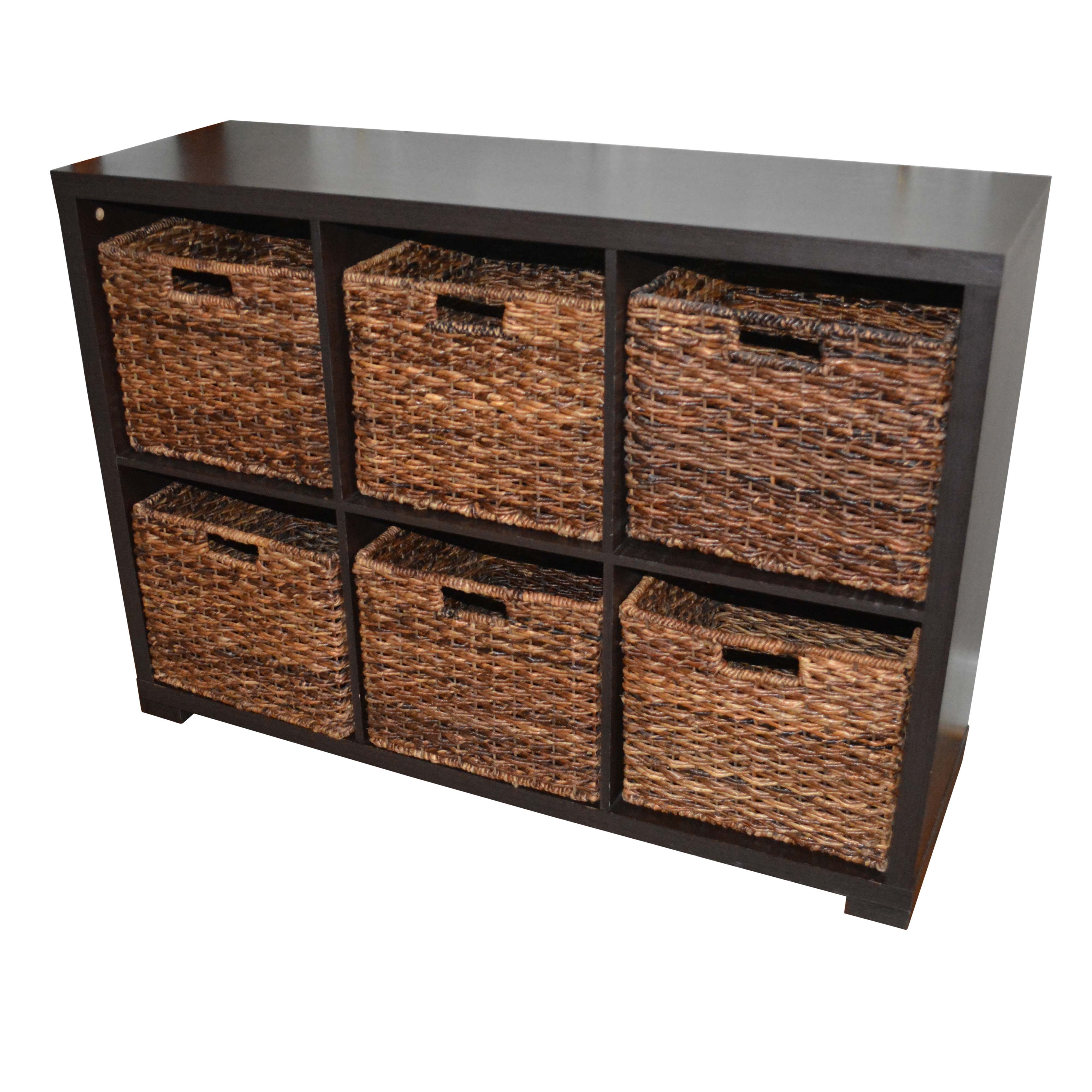 Storage Bookcase with Six Baskets