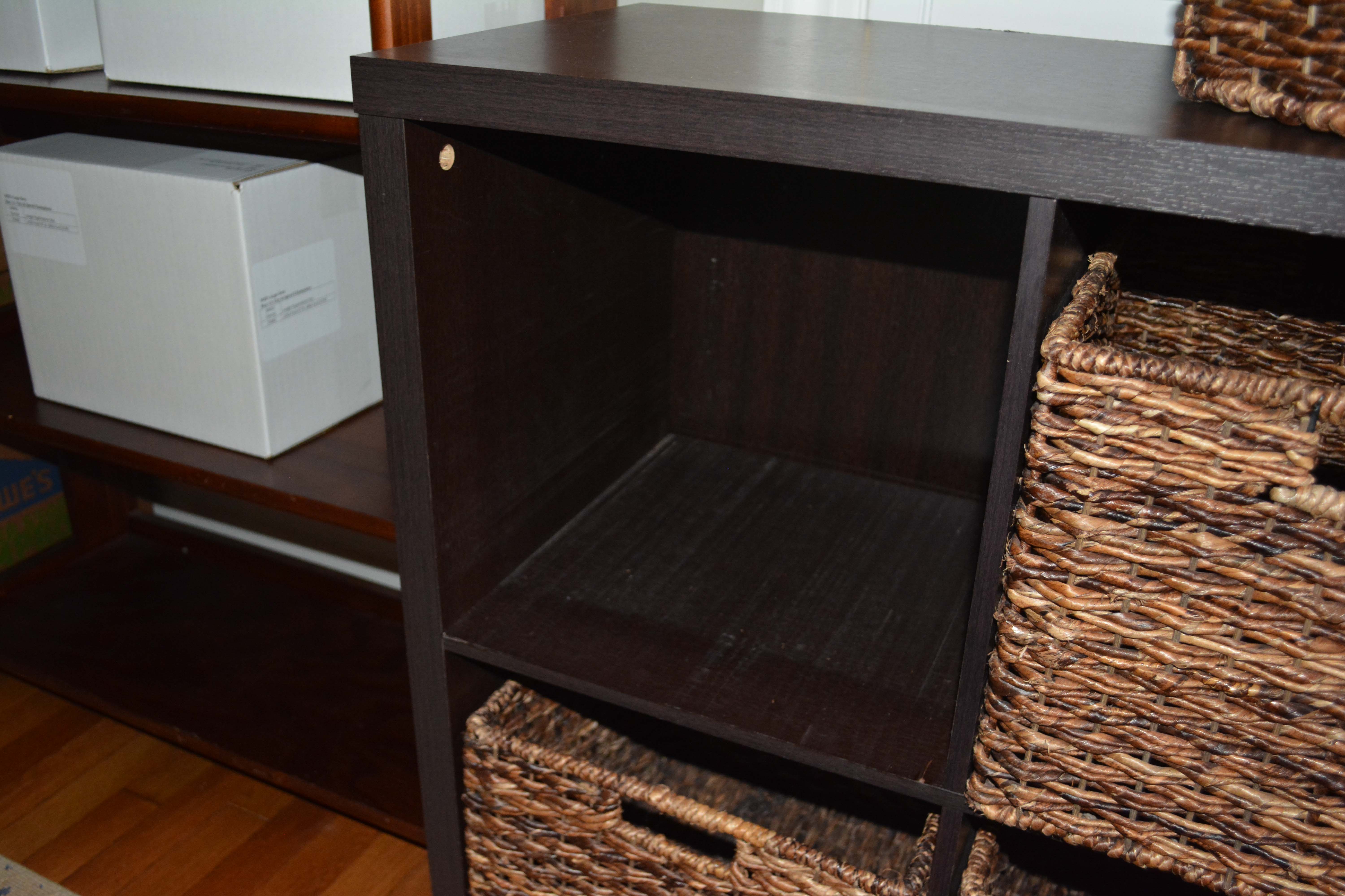 Storage Bookcase with Six Baskets