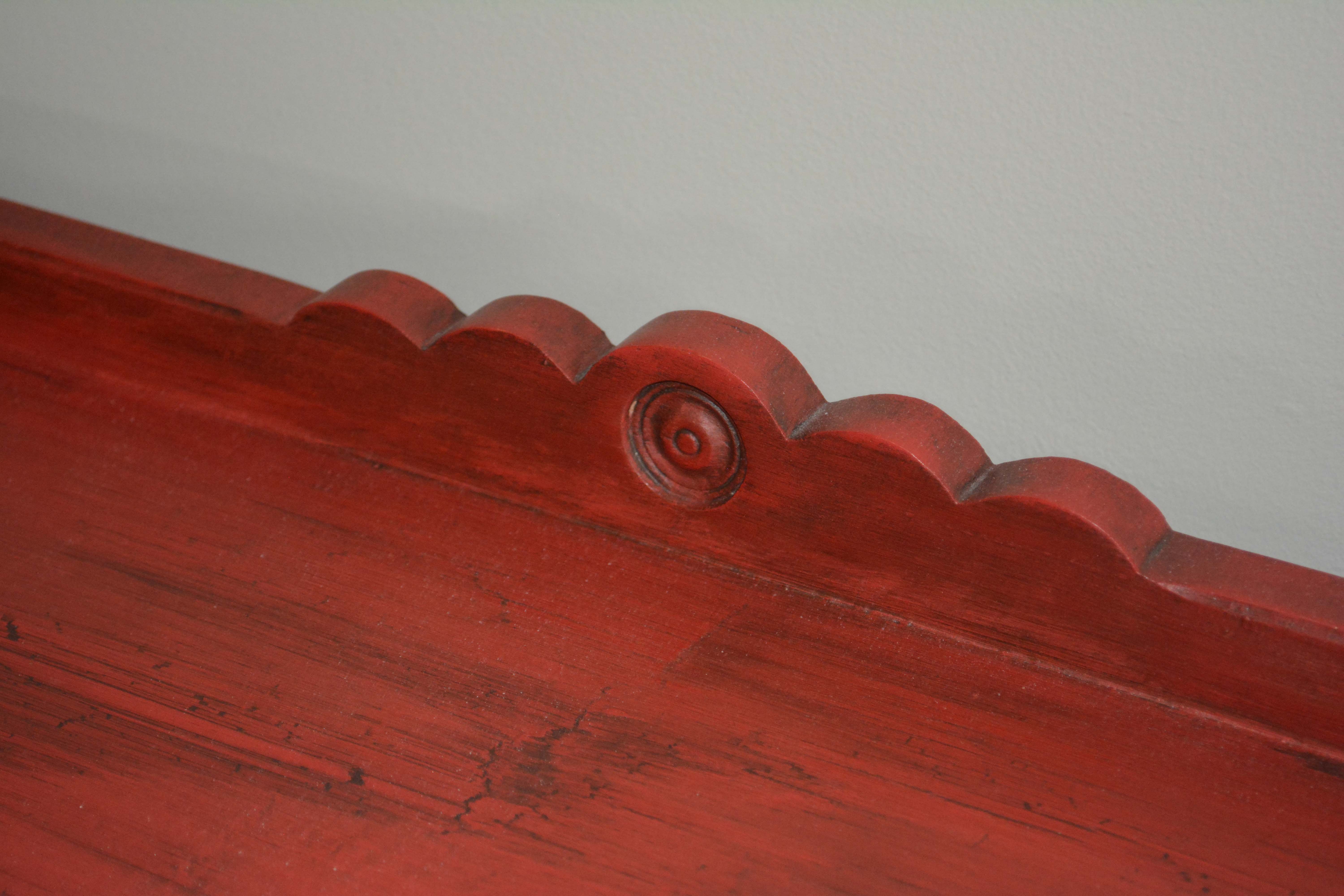 Vintage Red Painted Wood Sideboard