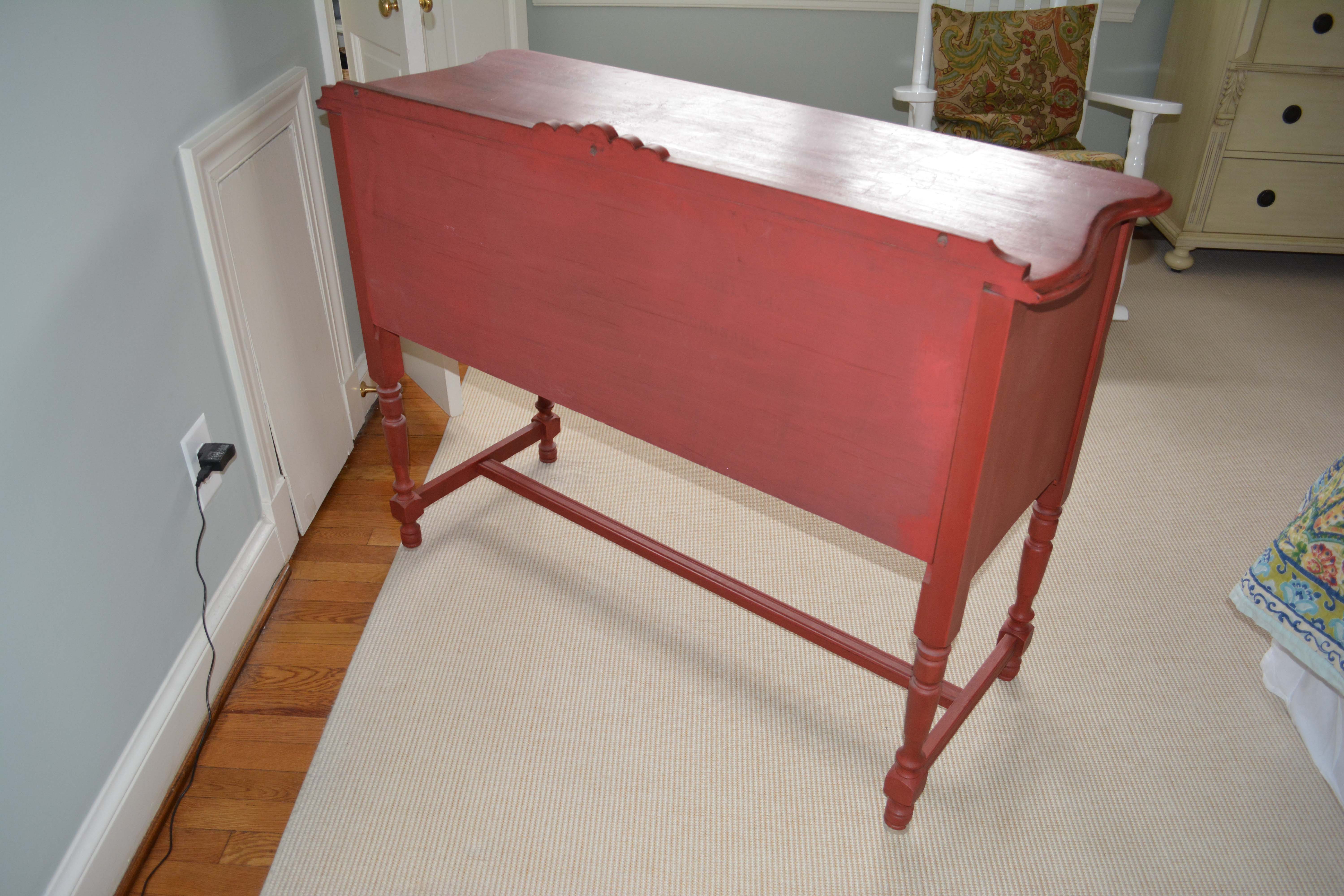 Vintage Red Painted Wood Sideboard