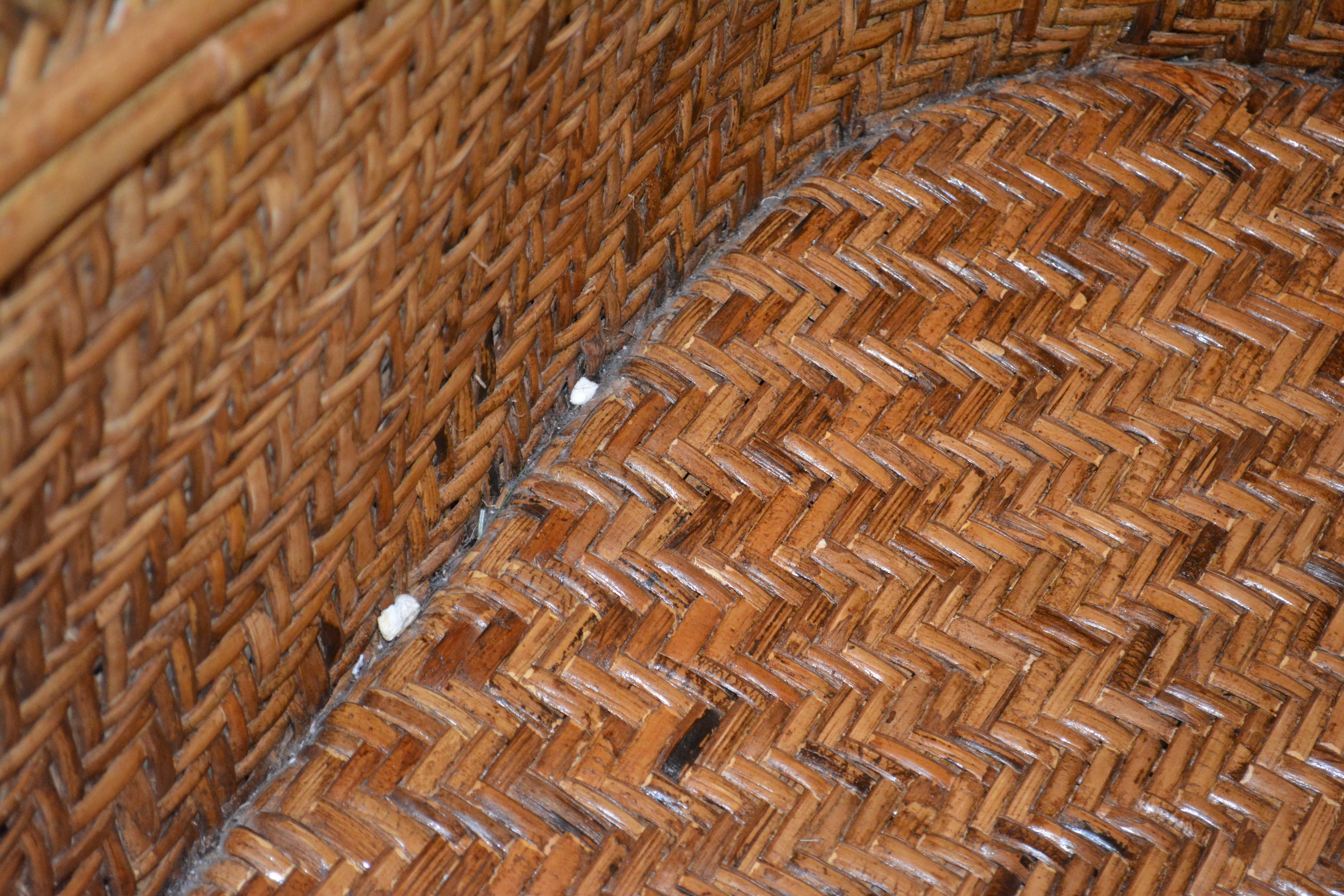 Pair of Rattan Chairs with Four Pottery Barn Pillows