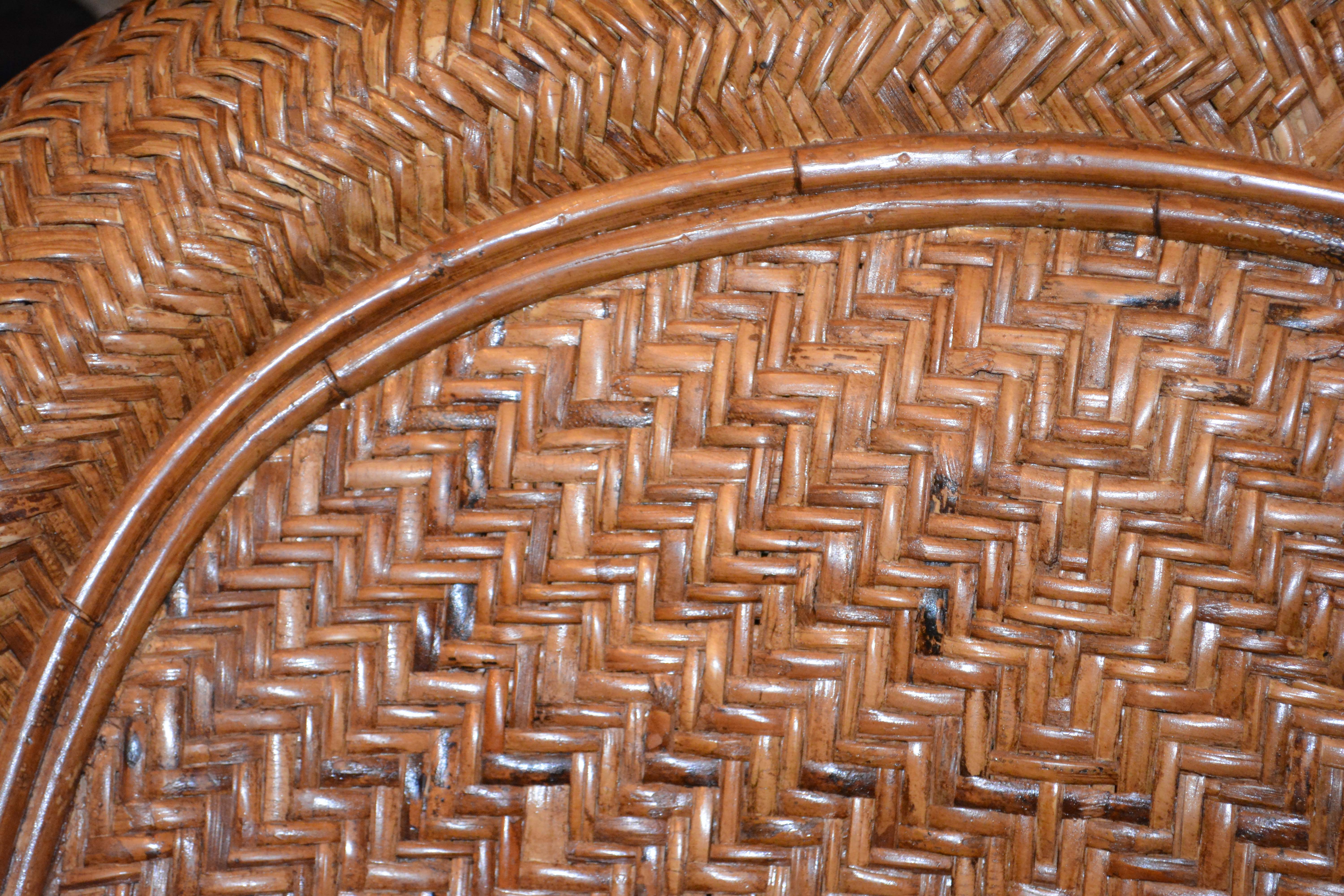 Pair of Rattan Chairs with Four Pottery Barn Pillows