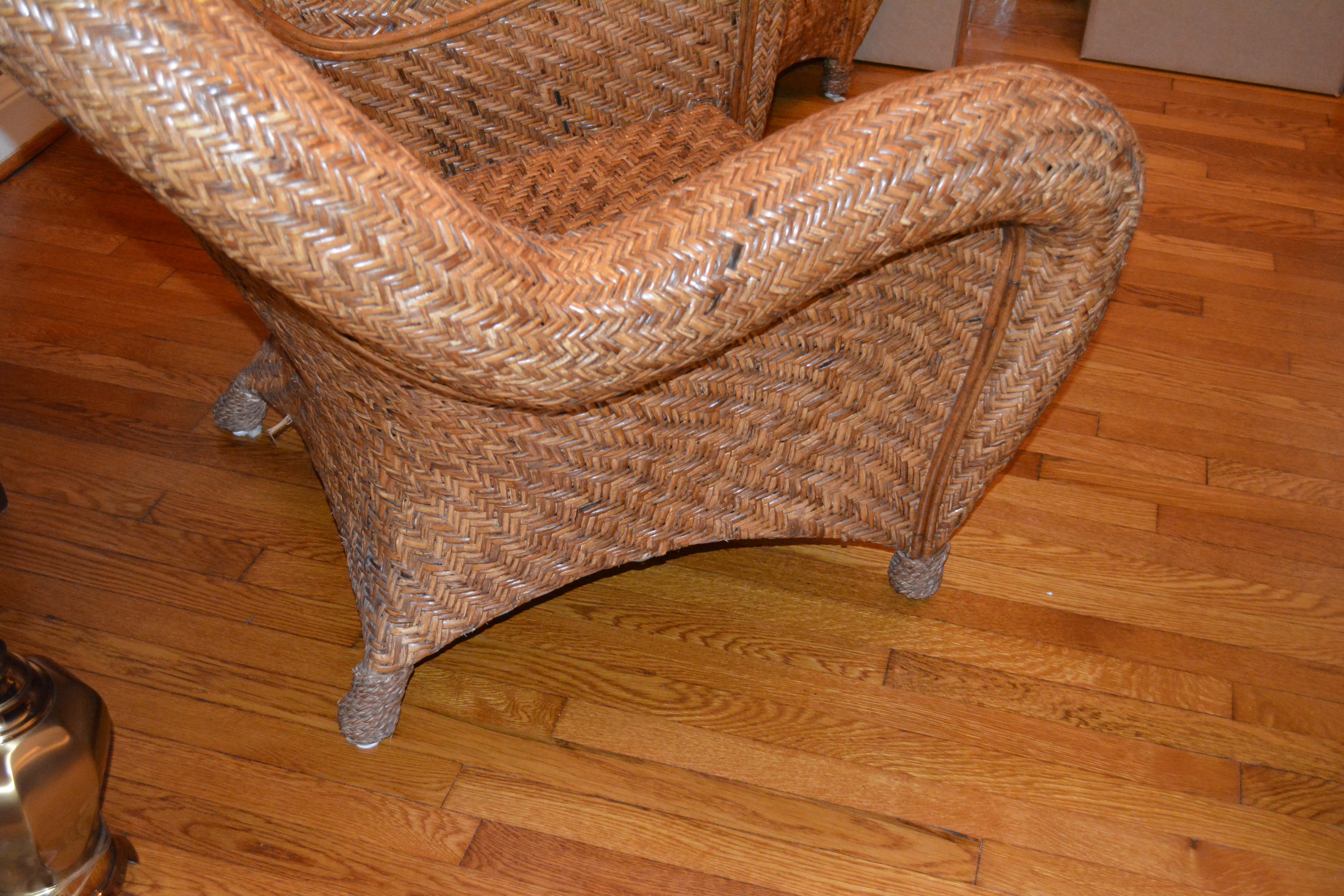 Pair of Rattan Chairs with Four Pottery Barn Pillows