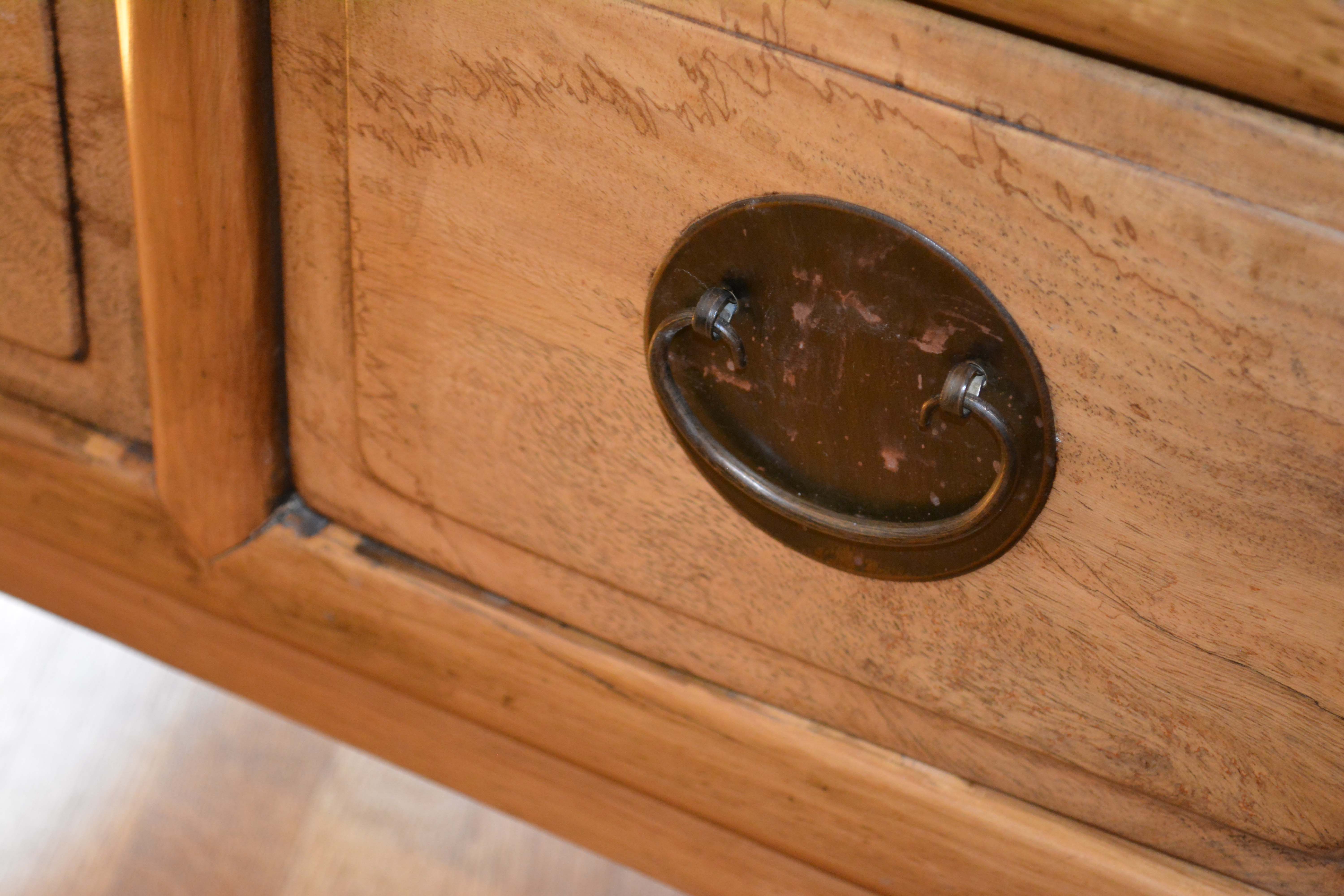 Antique Handmade Chinese Square-Cornered Elmwood Cabinet