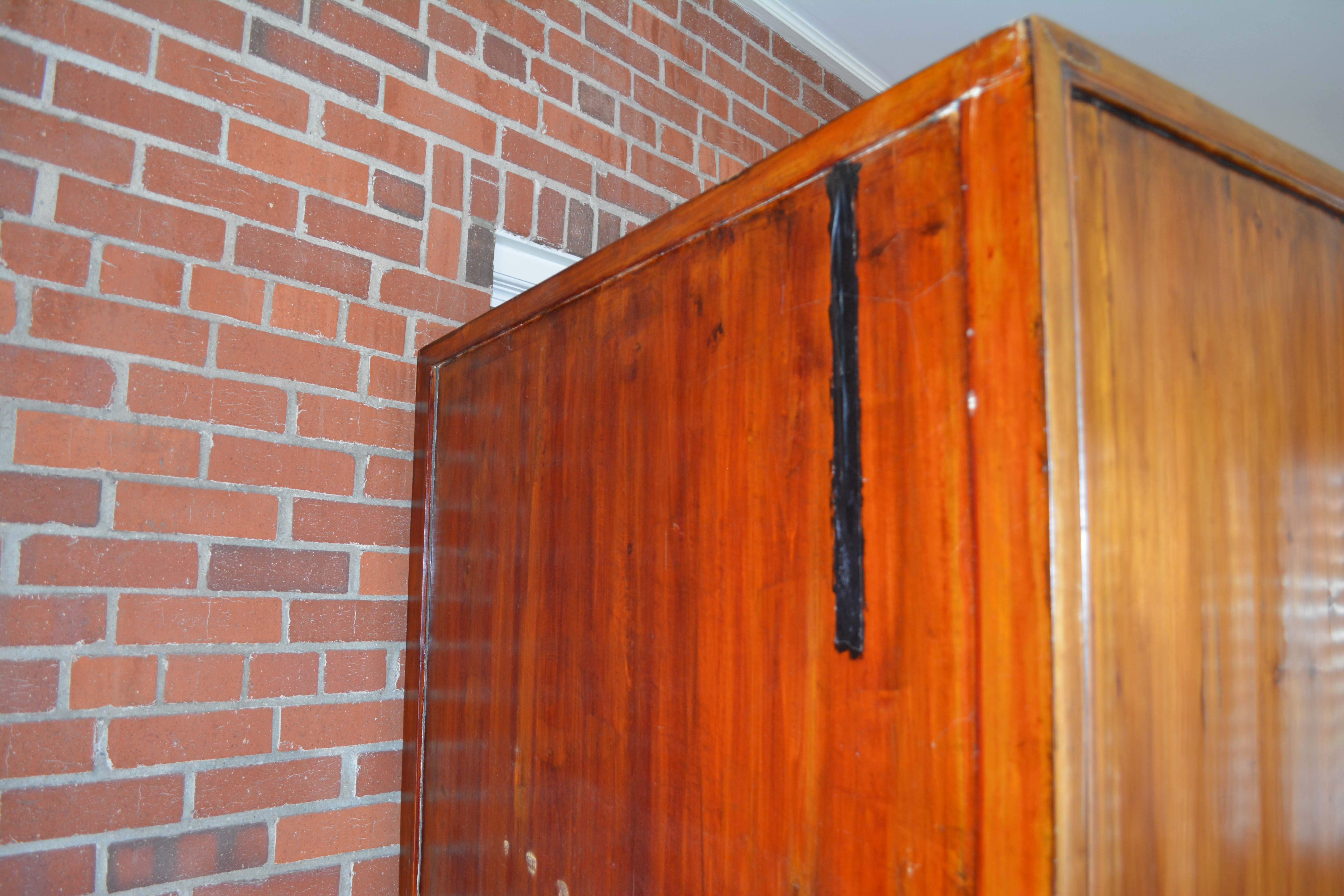 Antique Handmade Chinese Square-Cornered Elmwood Cabinet