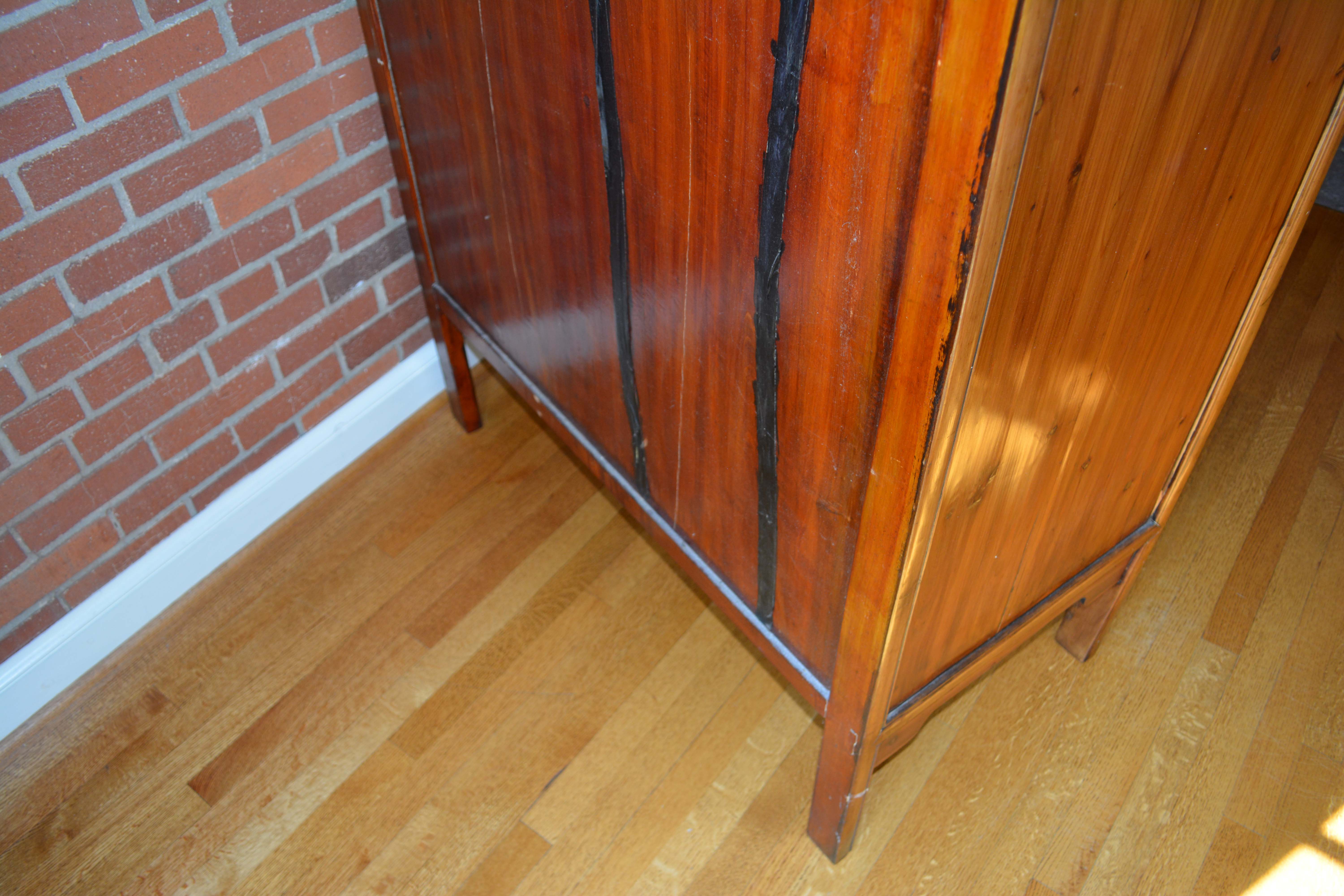 Antique Handmade Chinese Square-Cornered Elmwood Cabinet