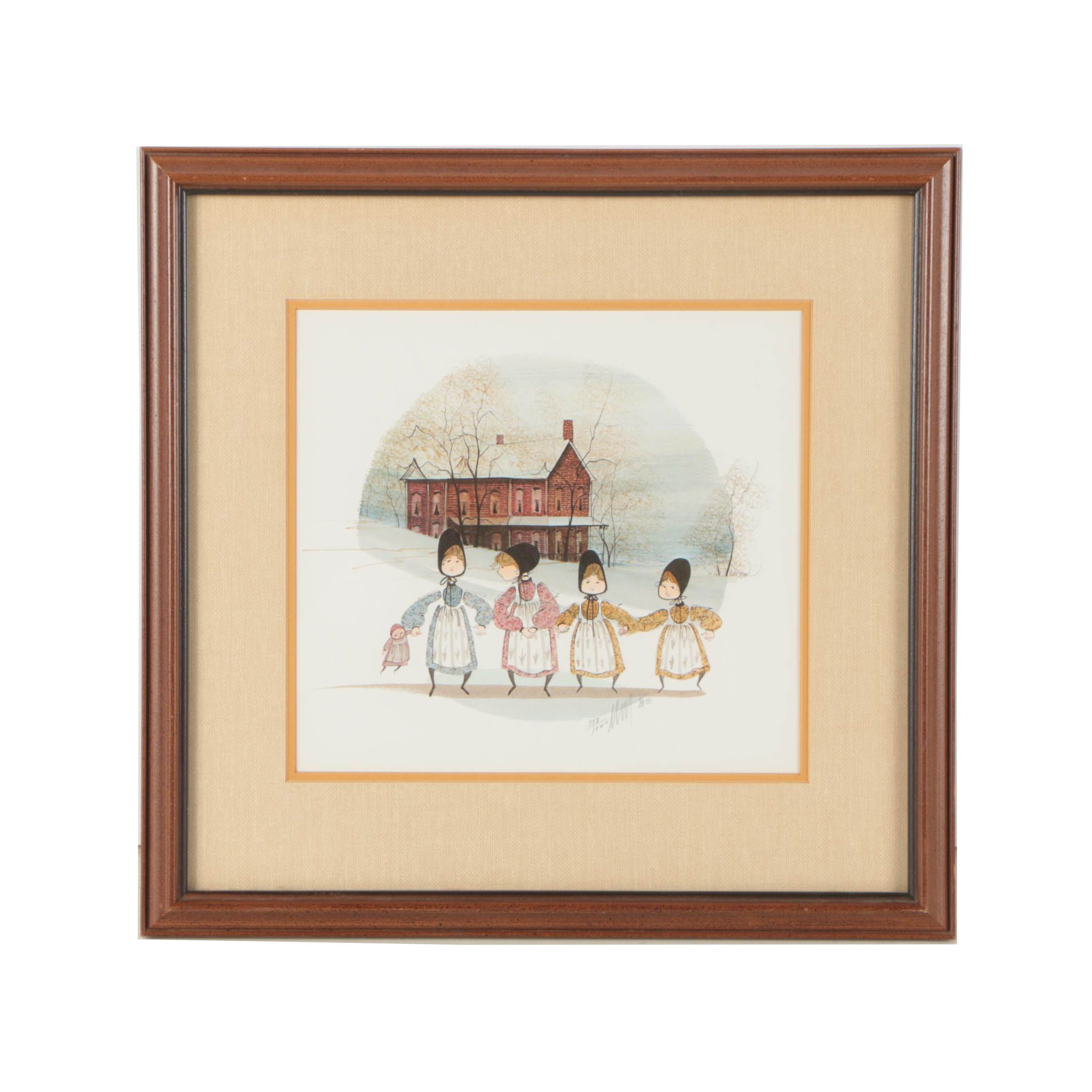 Patricia Buckley Moss Limited Edition Offset Lithograph "Sisters Four"