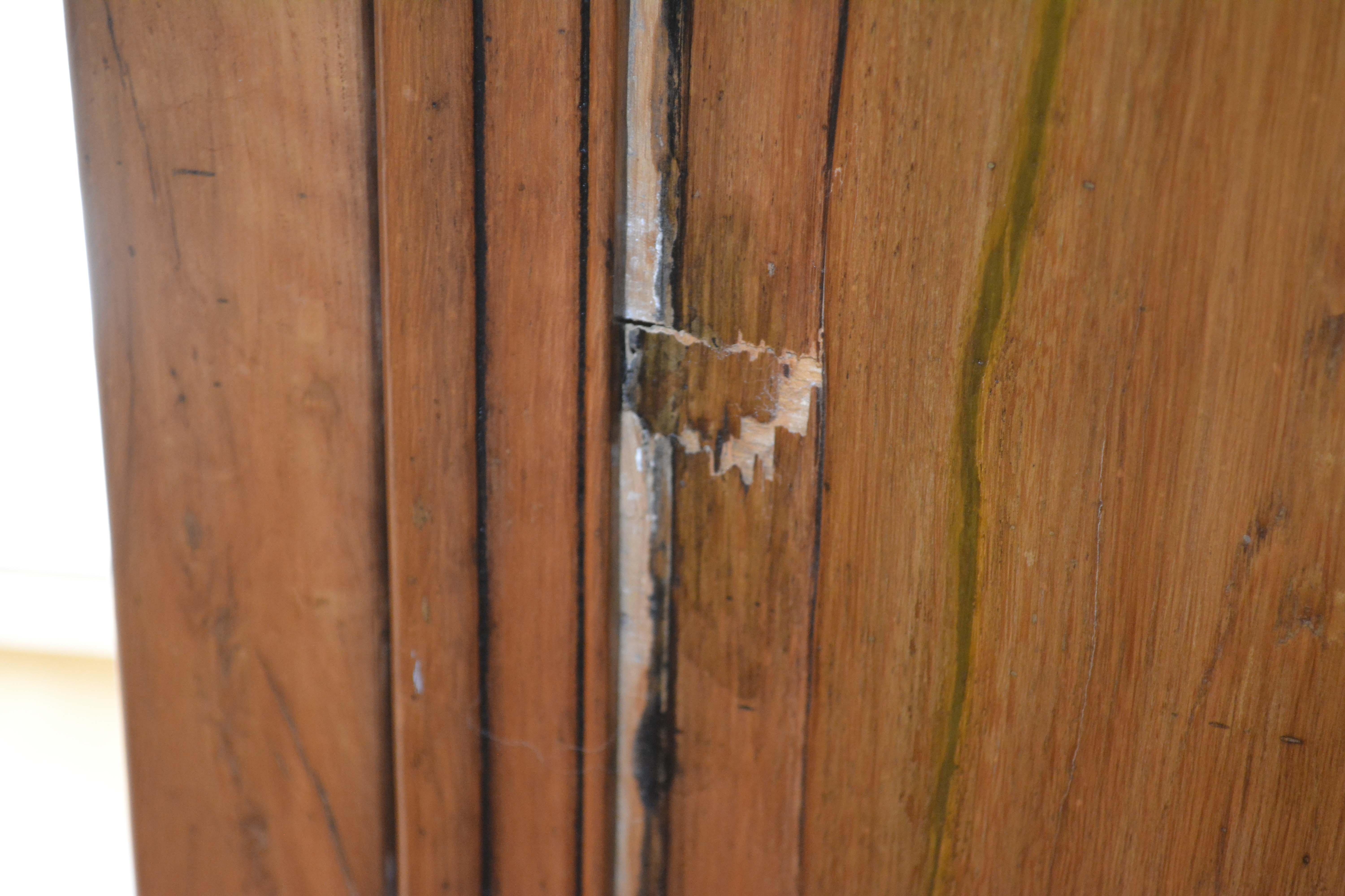 Antique Handmade Chinese Square-Cornered Elmwood Cabinet