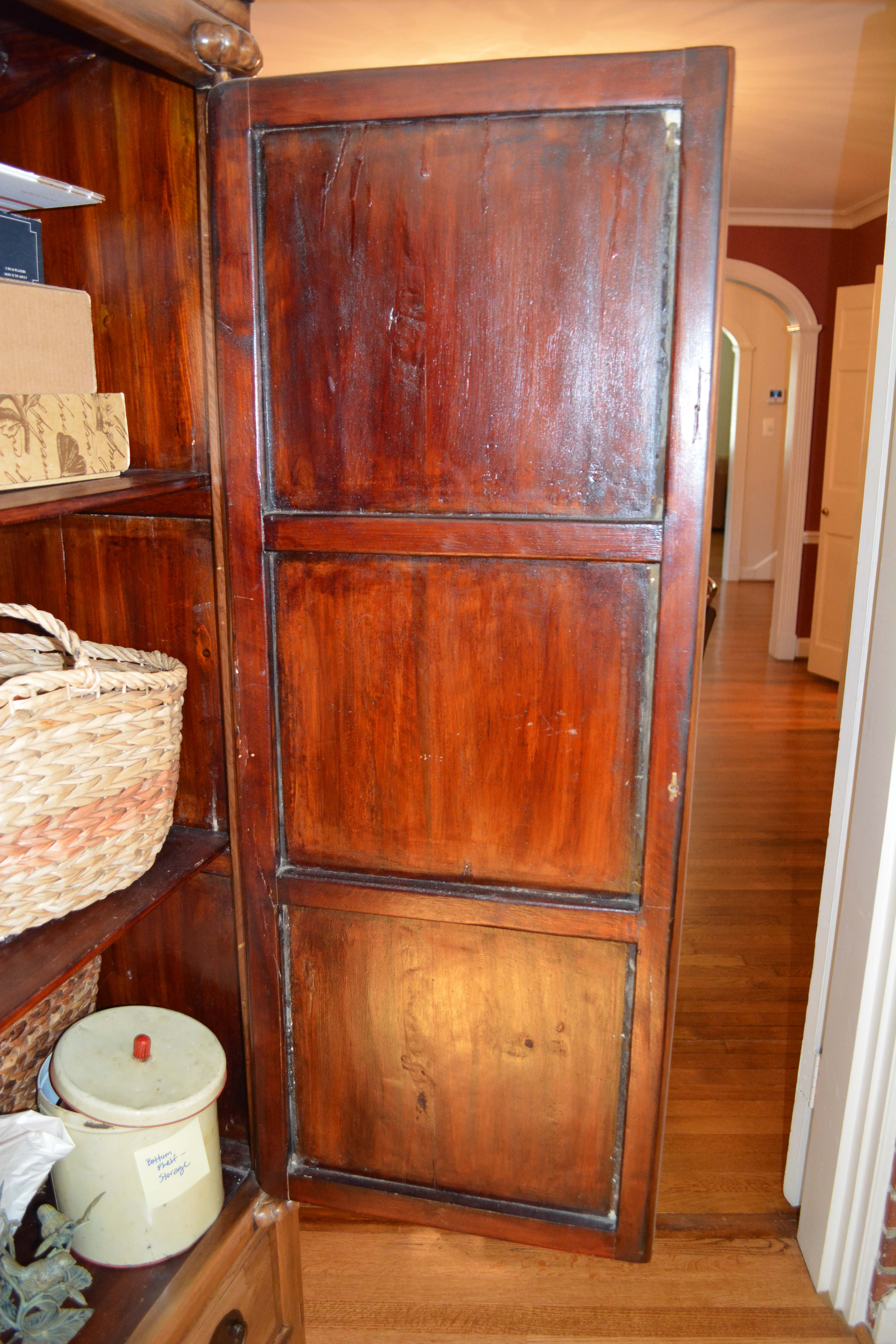 Antique Handmade Chinese Square-Cornered Elmwood Cabinet