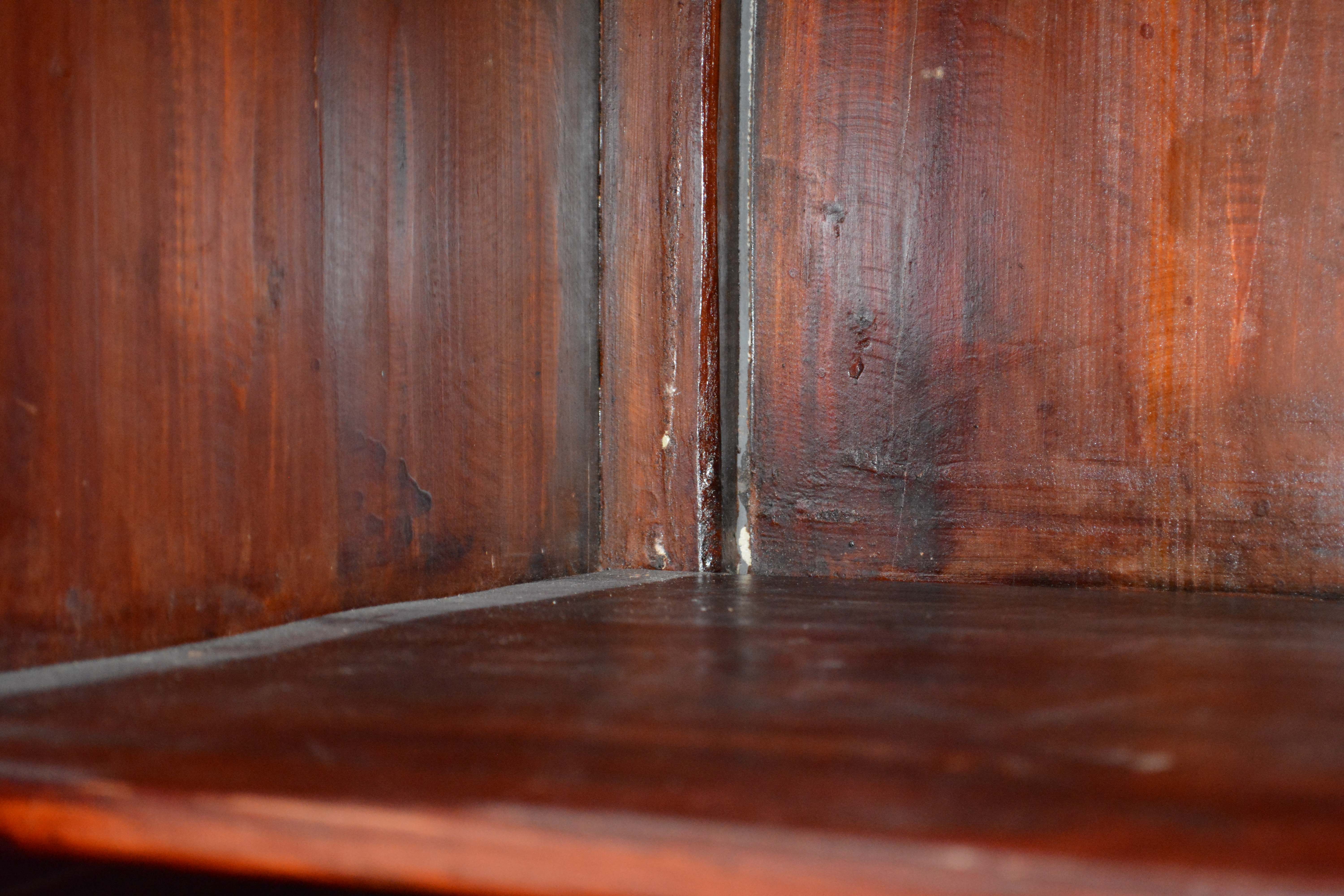 Antique Handmade Chinese Square-Cornered Elmwood Cabinet