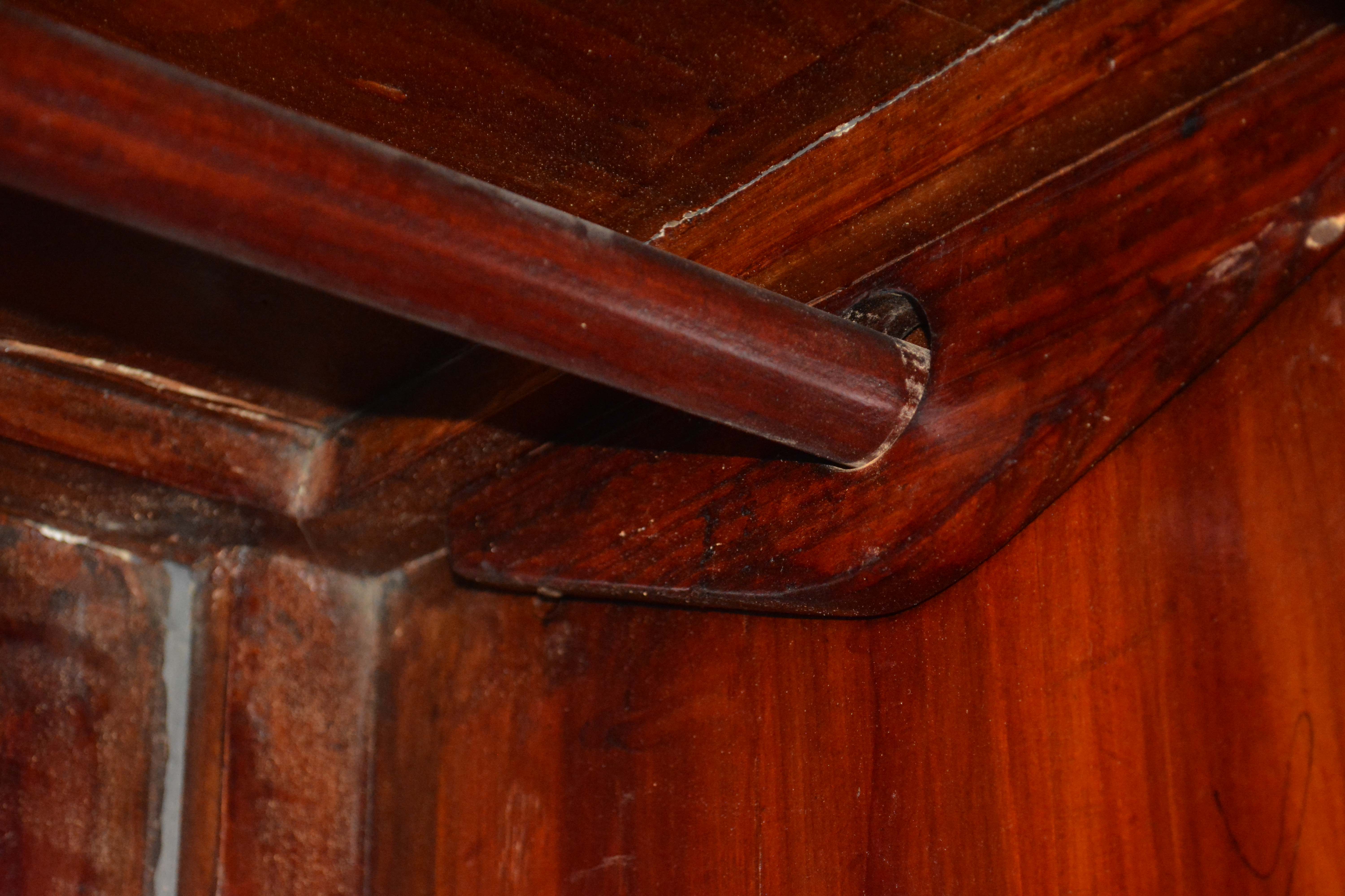 Antique Handmade Chinese Square-Cornered Elmwood Cabinet