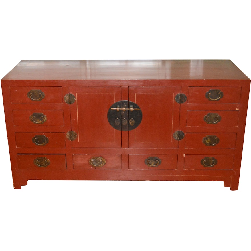 Chinese Inspired Red Painted Buffet