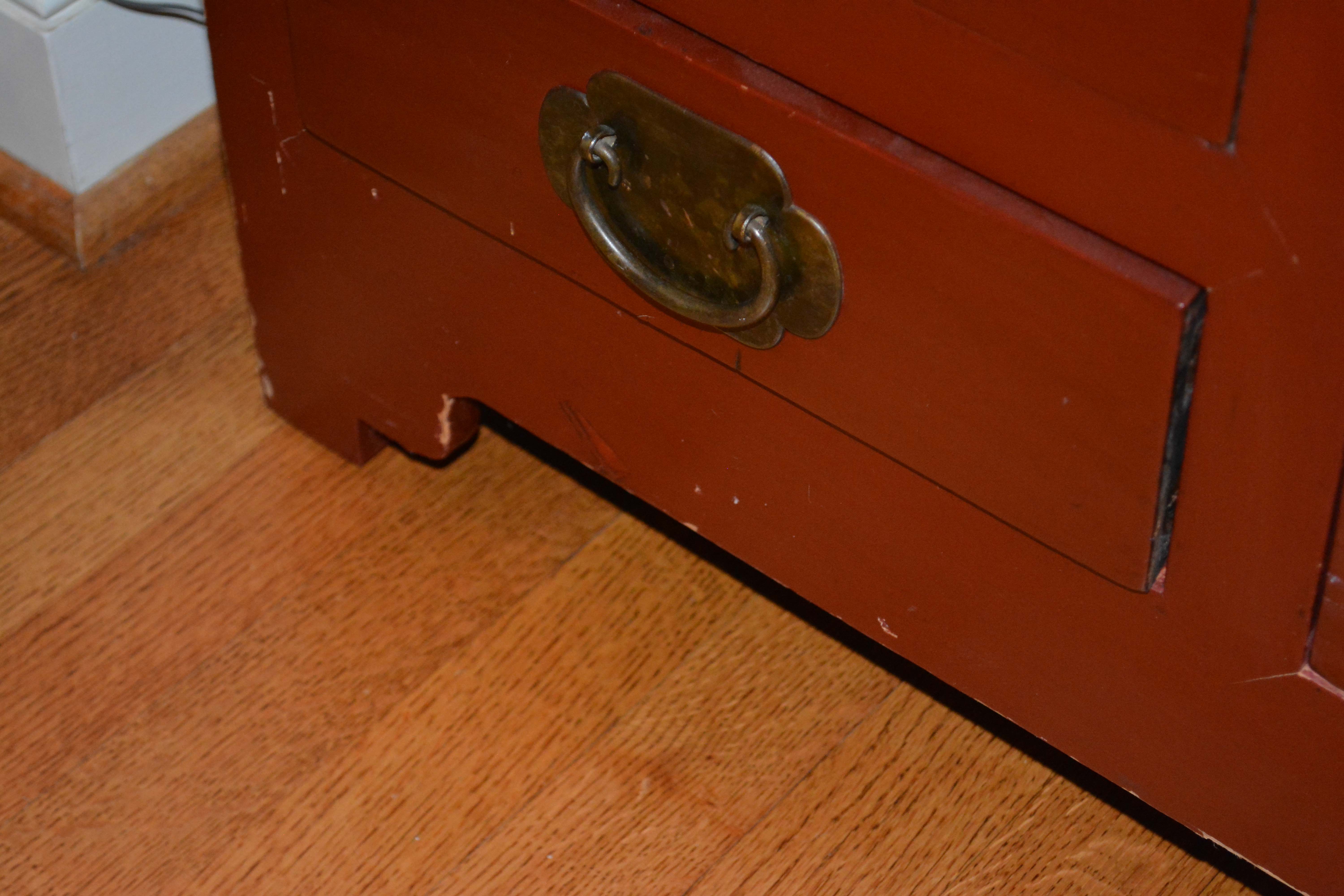 Chinese Inspired Red Painted Buffet