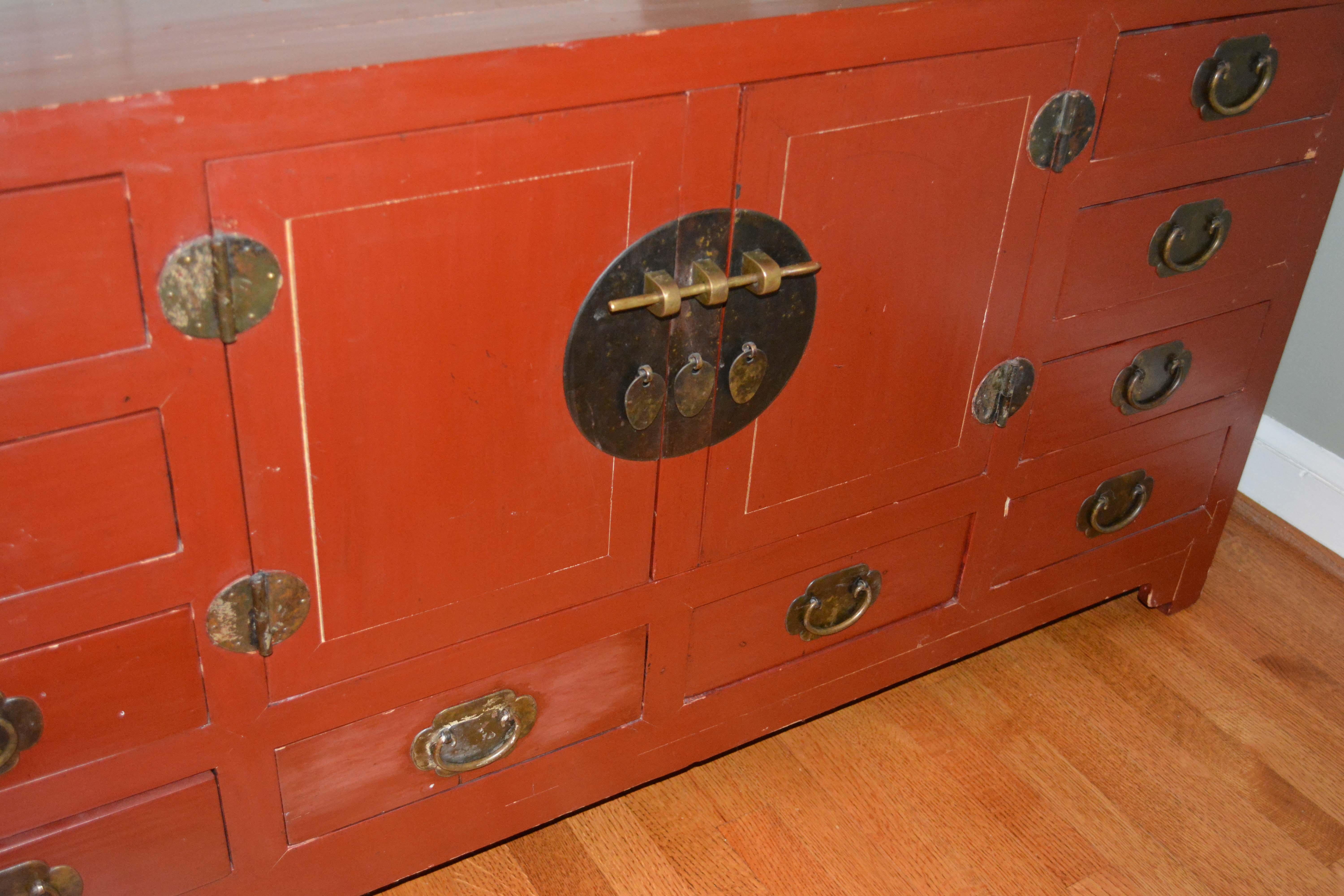 Chinese Inspired Red Painted Buffet