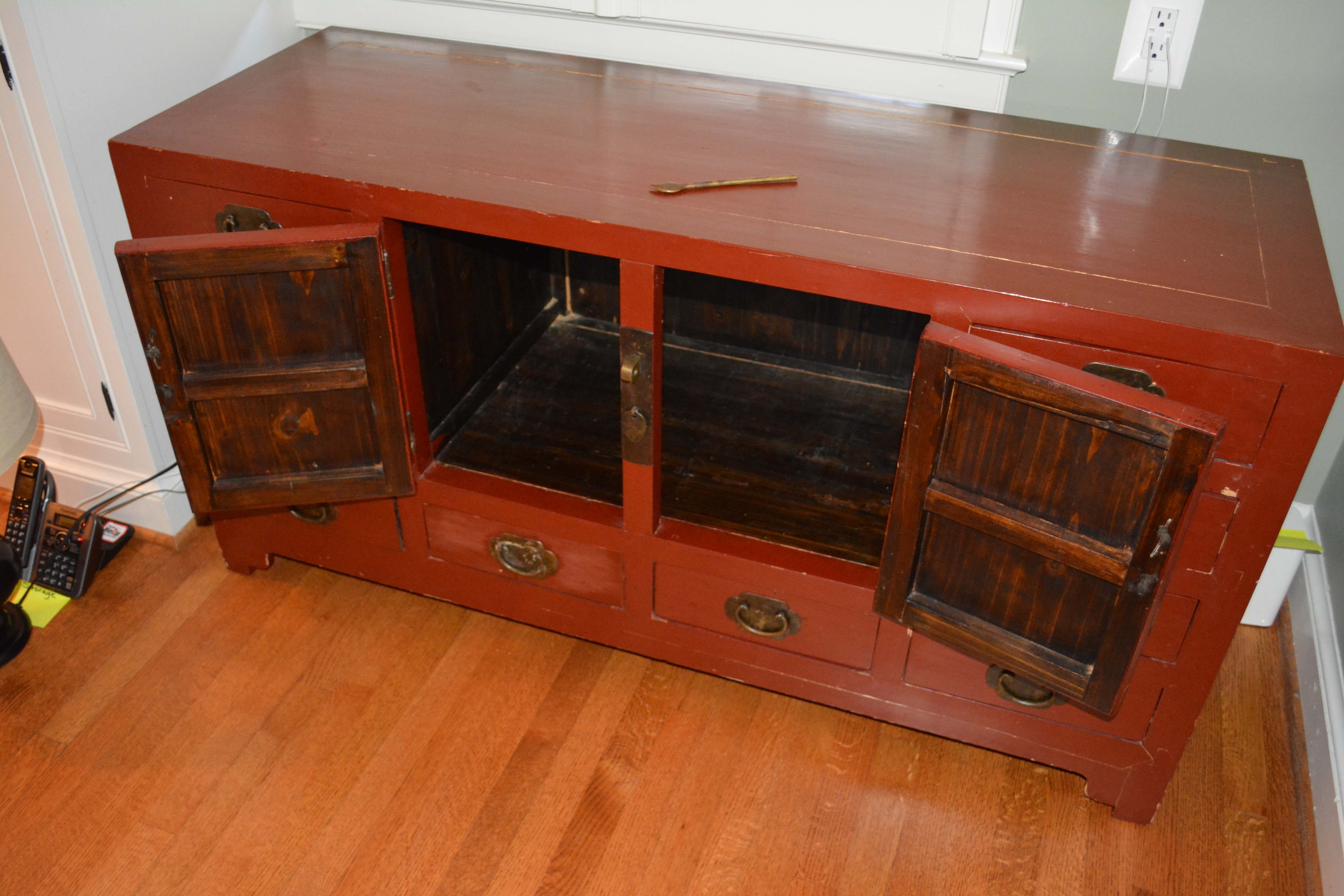 Chinese Inspired Red Painted Buffet