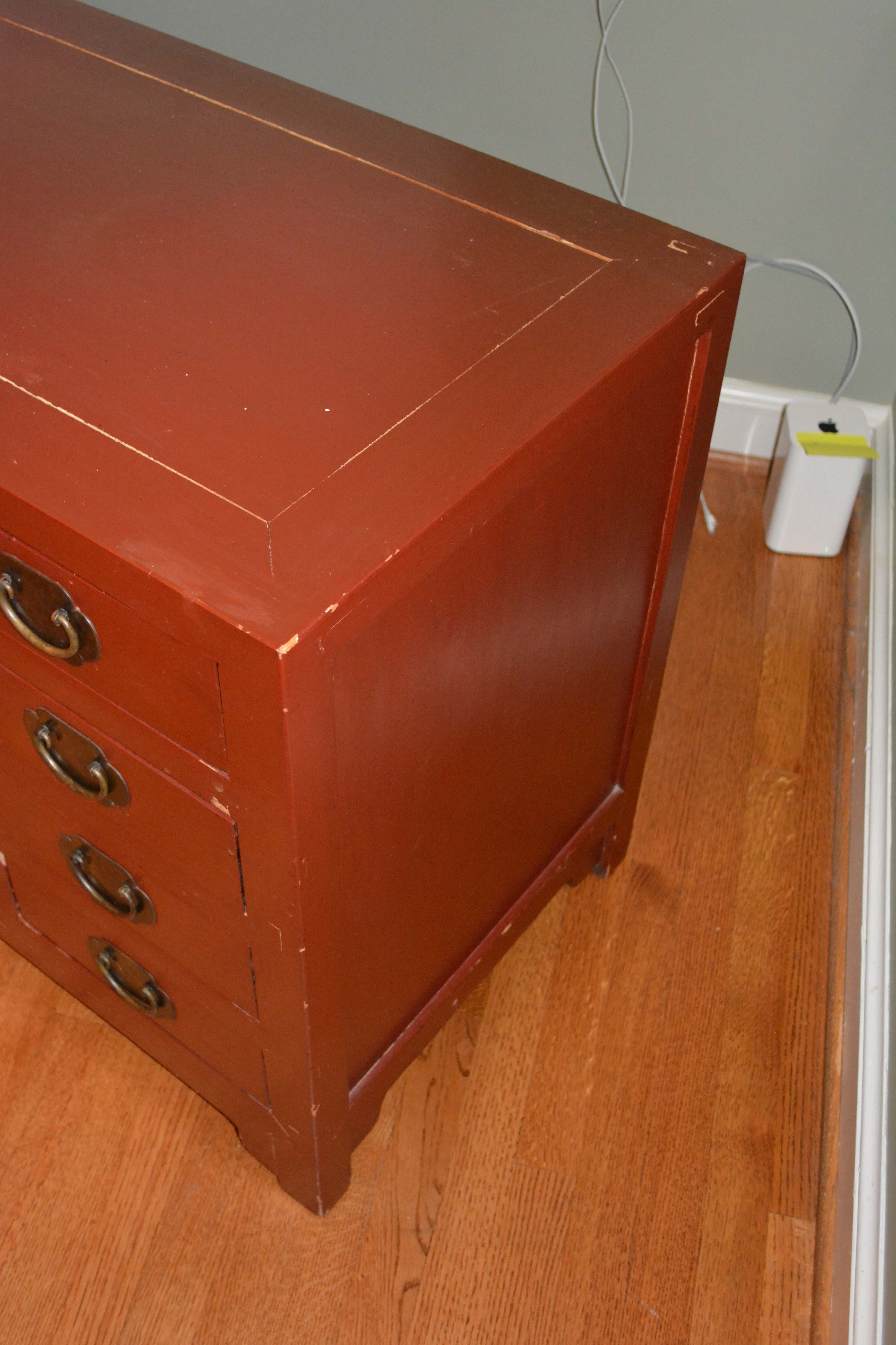 Chinese Inspired Red Painted Buffet