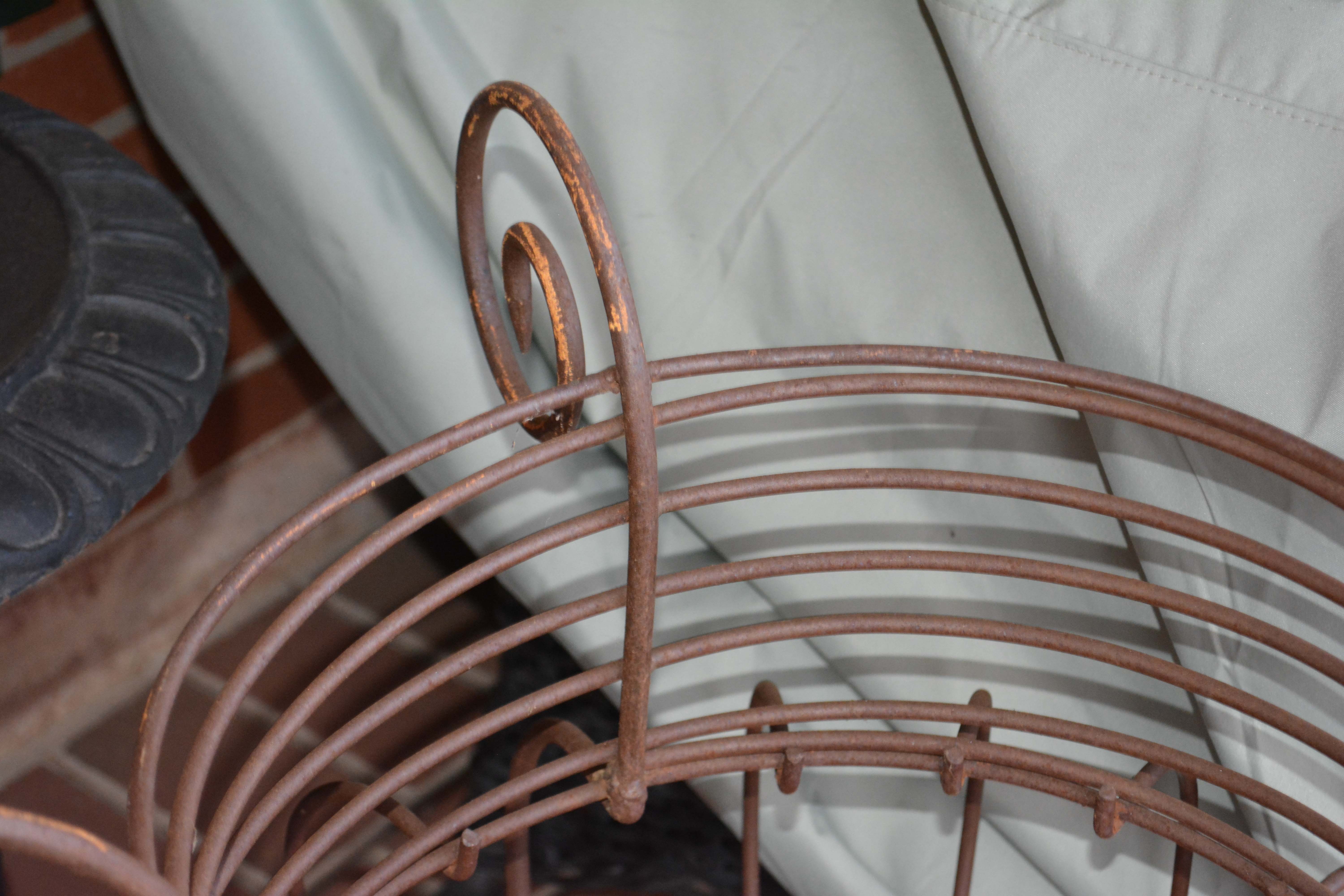 Cast Iron Urn Planter and Wire Metal Planter