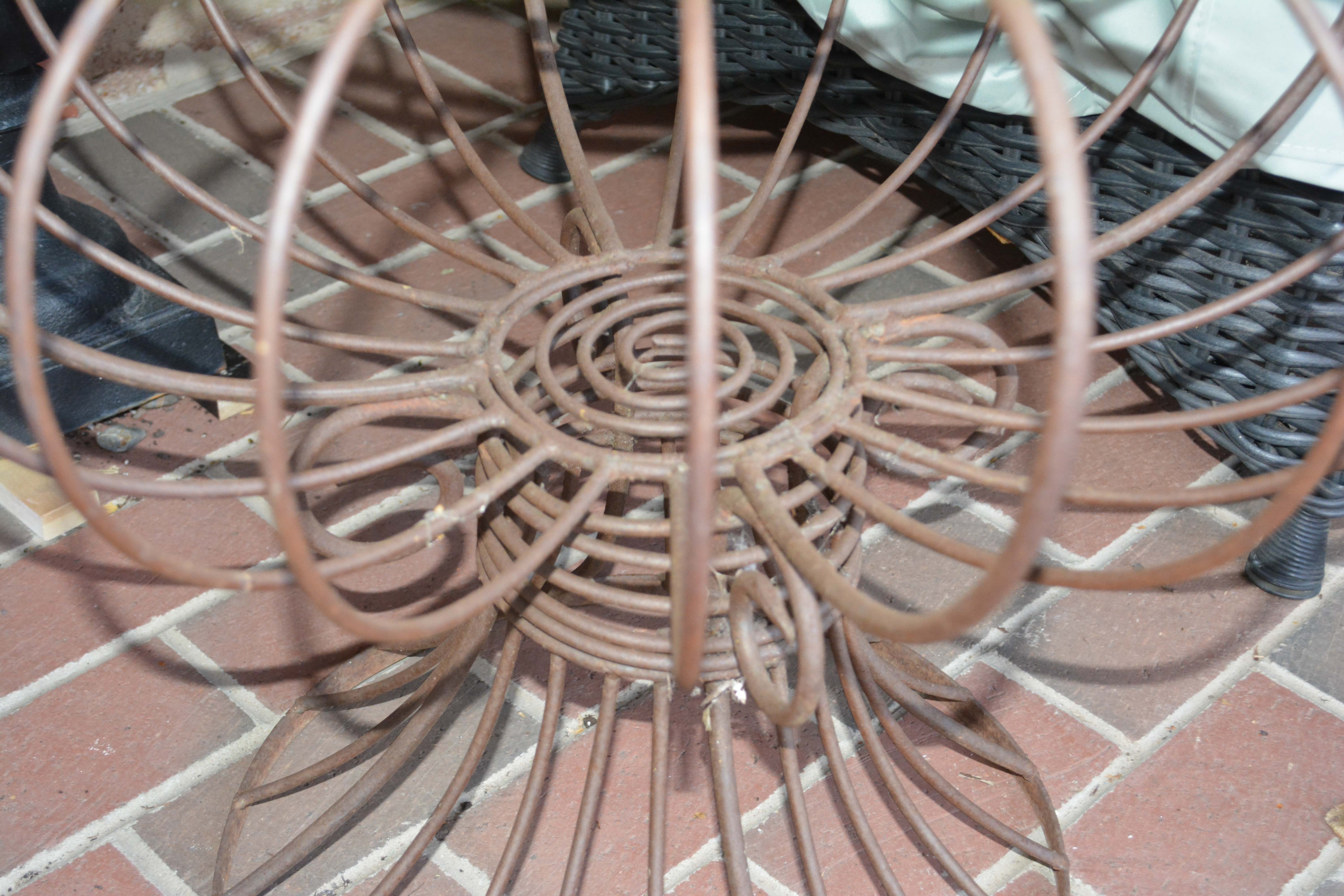 Cast Iron Urn Planter and Wire Metal Planter