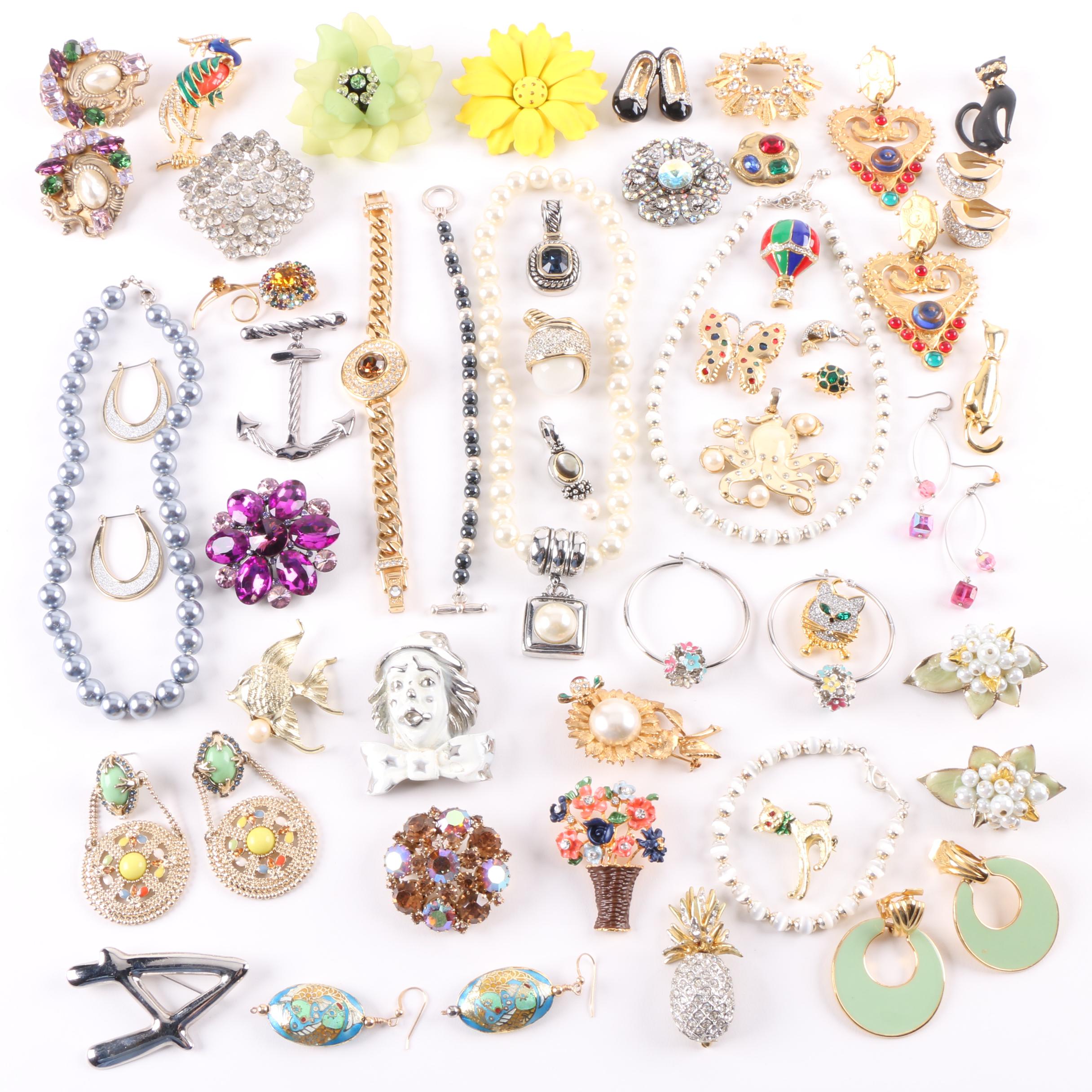 Assortment of Jewelry Including Imitation Pearl, Roger Michael Ltd, and Weiss