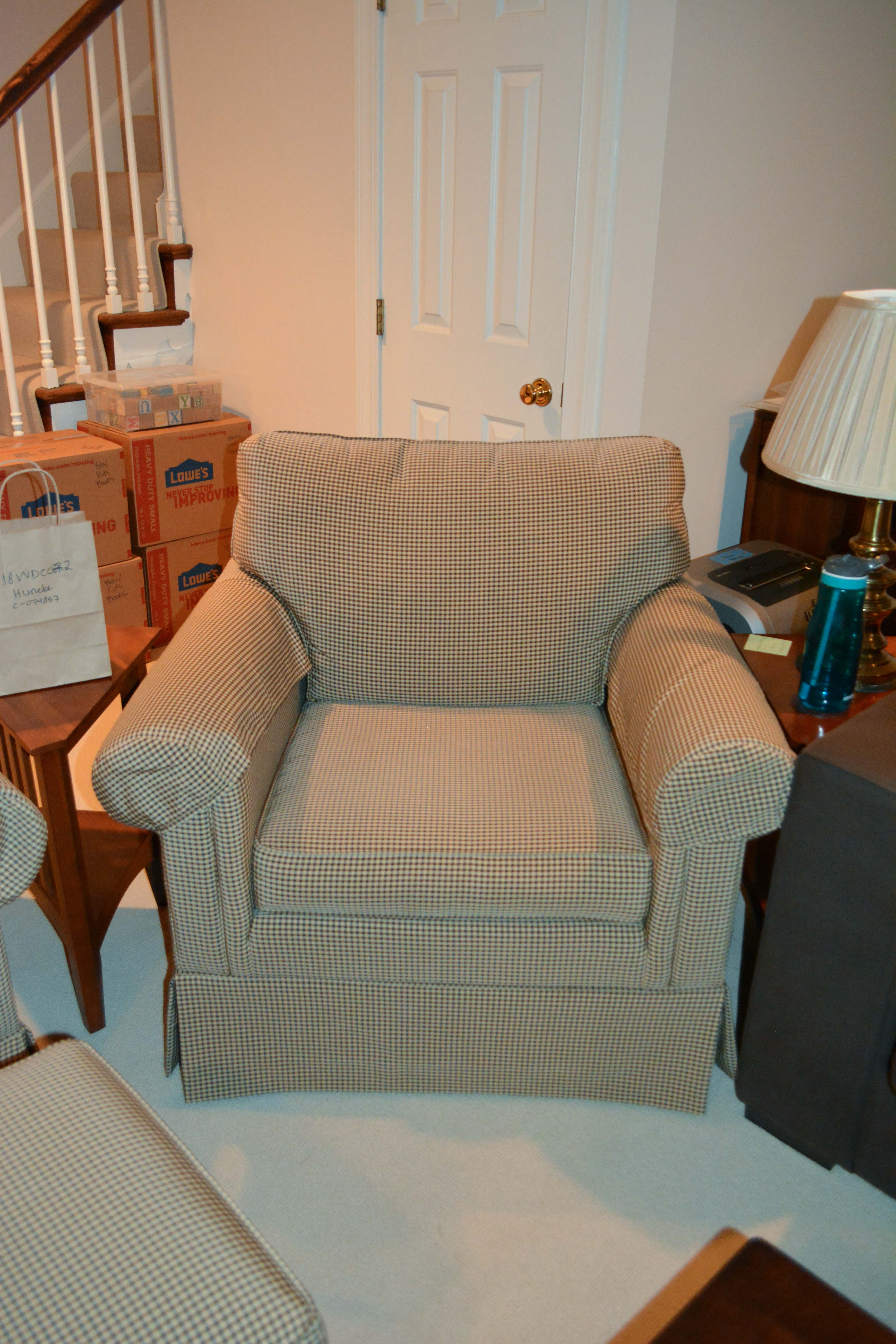 Pair of Ethan Allen Armchairs and Ottoman
