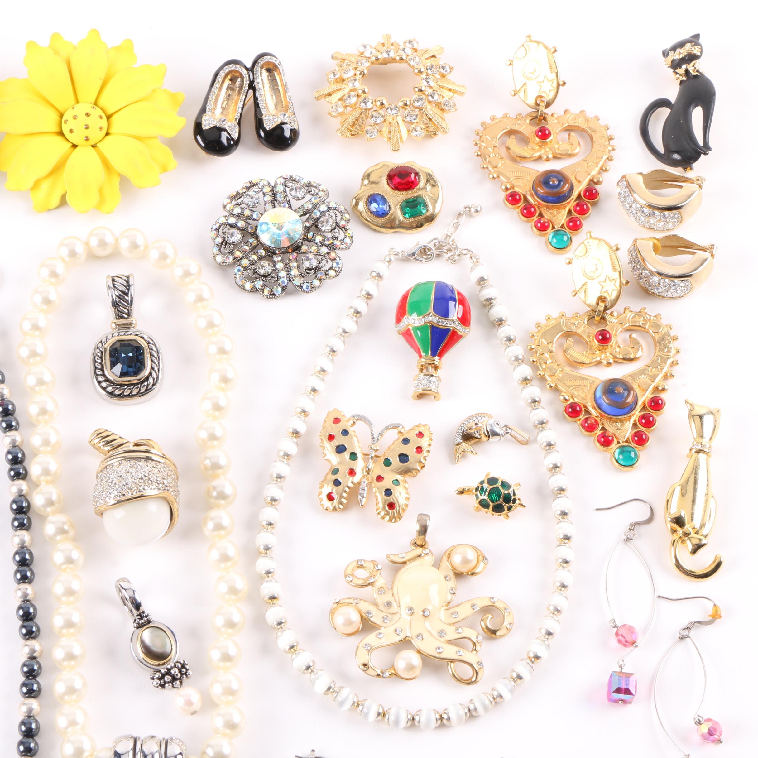 Assortment of Jewelry Including Imitation Pearl, Roger Michael Ltd, and Weiss