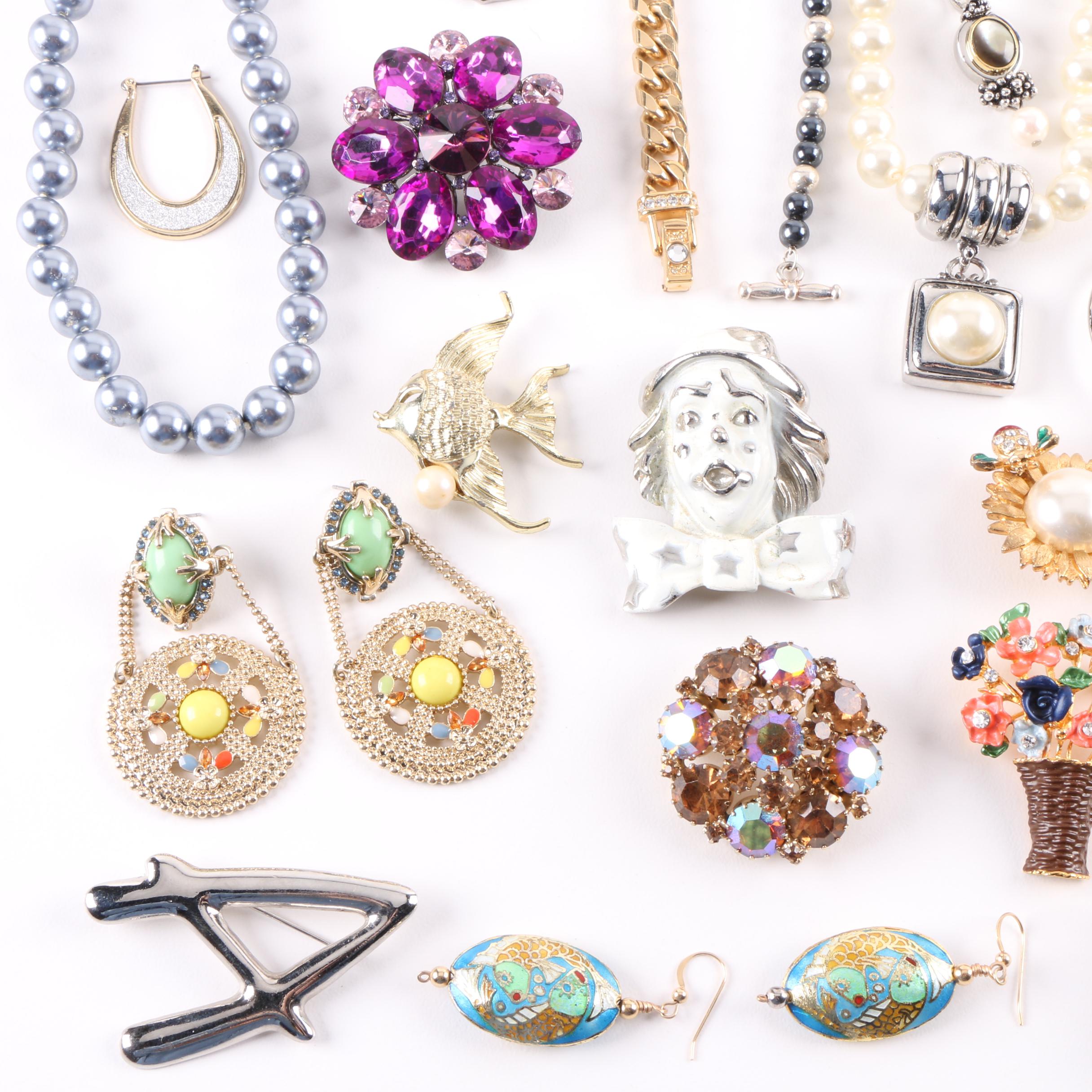 Assortment of Jewelry Including Imitation Pearl, Roger Michael Ltd, and Weiss