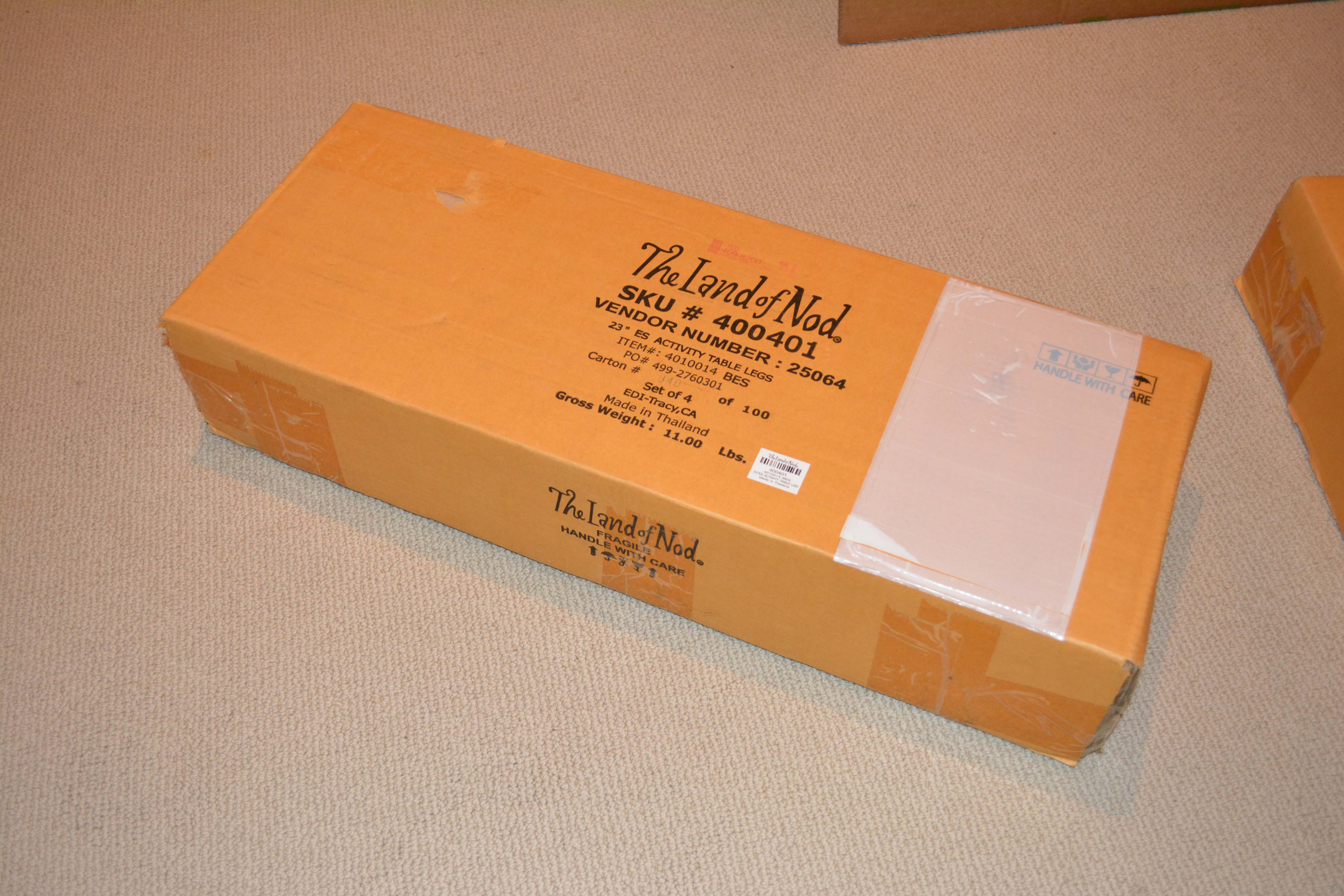 The Land of Nod Activity Table with Storage Bins and Extra Legs