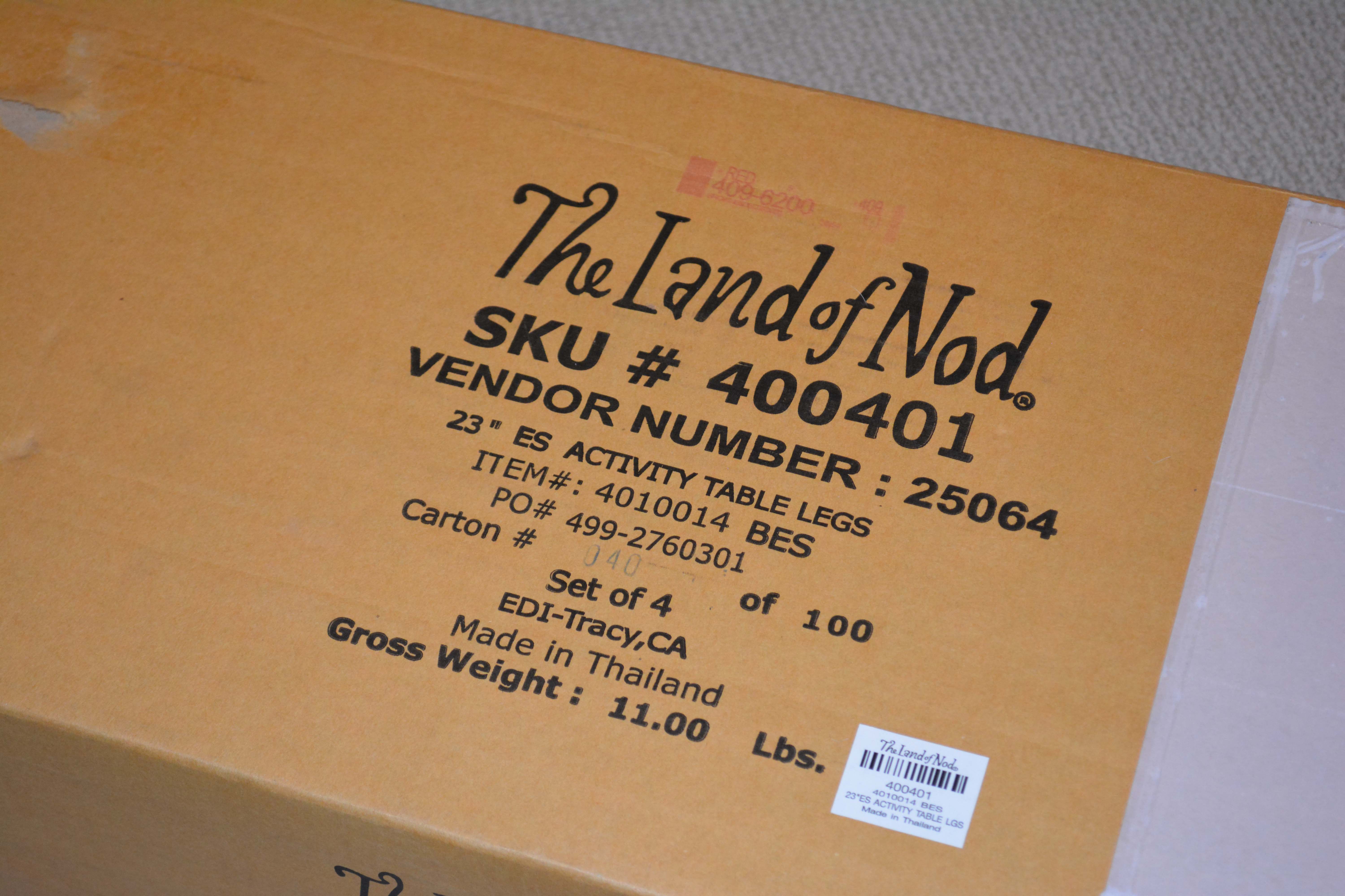 The Land of Nod Activity Table with Storage Bins and Extra Legs