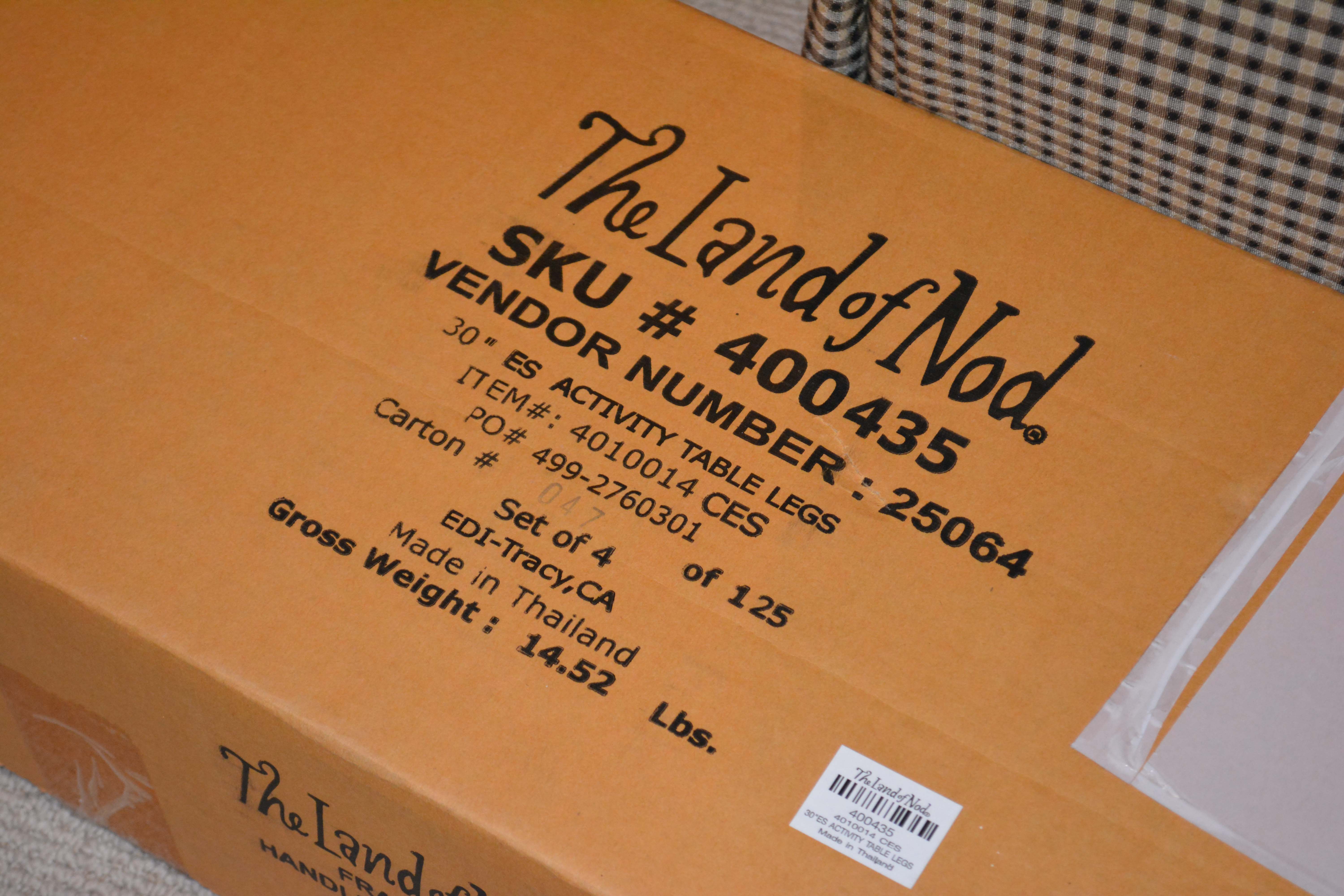 The Land of Nod Activity Table with Storage Bins and Extra Legs