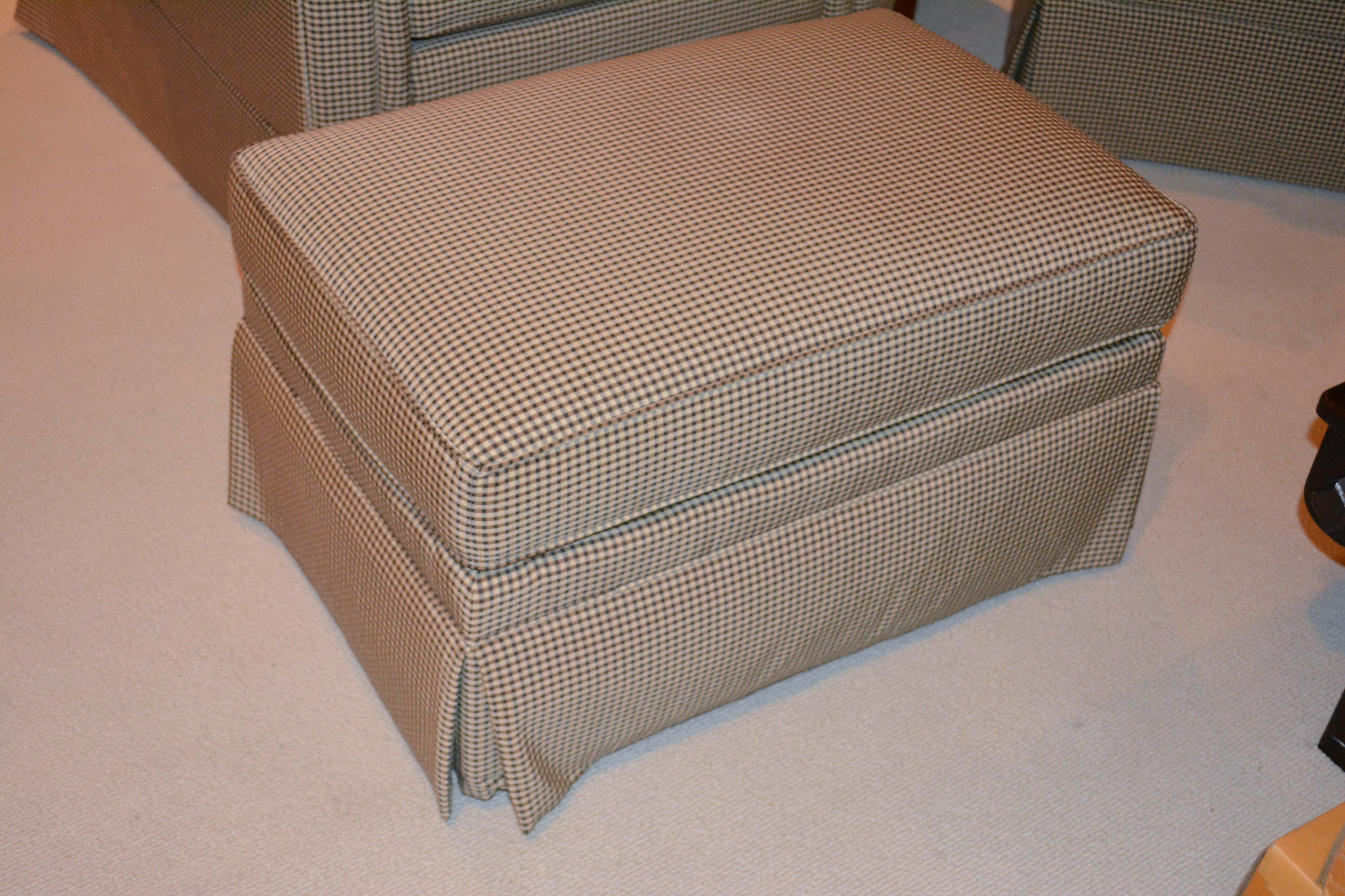 Pair of Ethan Allen Armchairs and Ottoman