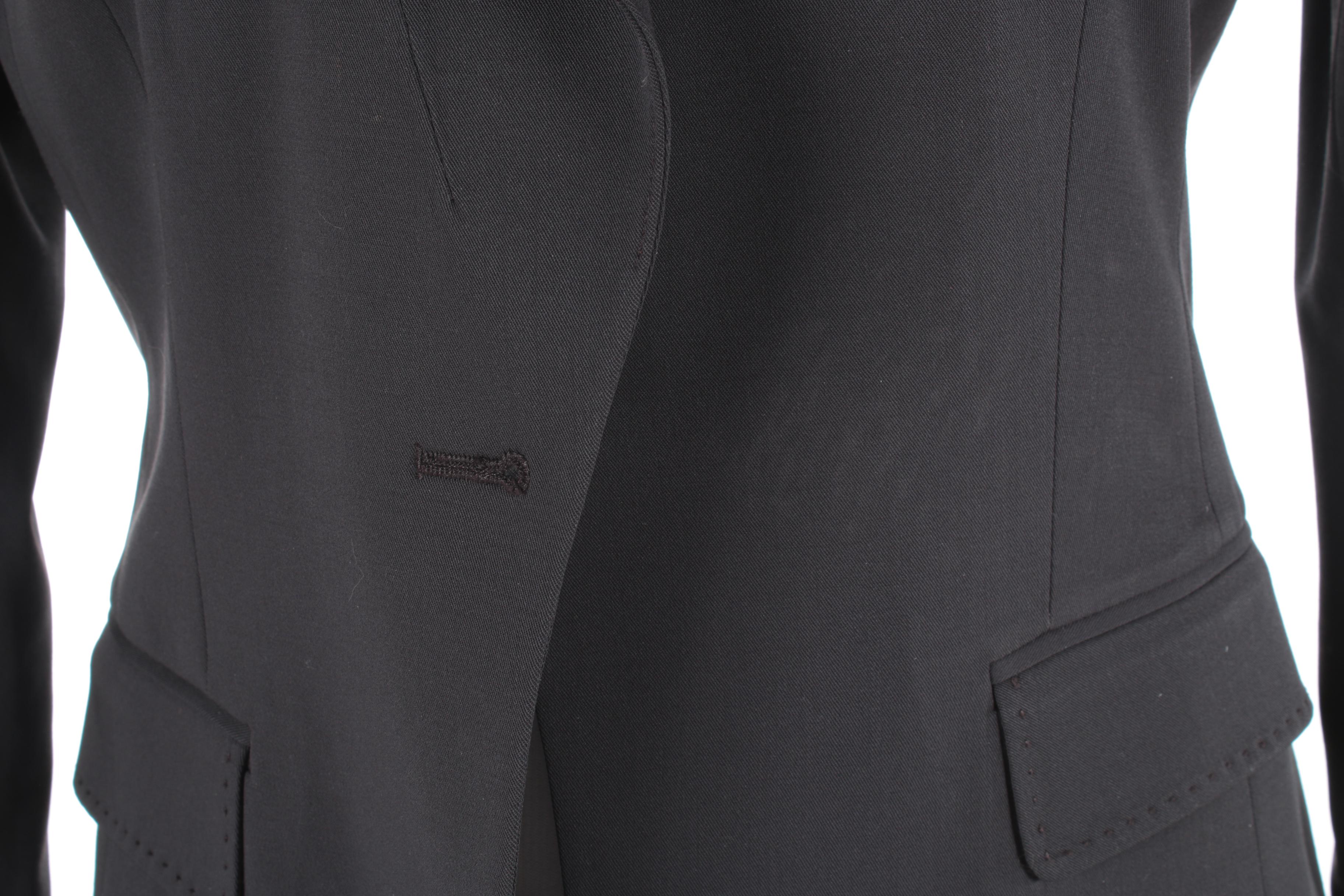 Elie Tahari Black Wool Blend Pantsuit with Peaked Lapels