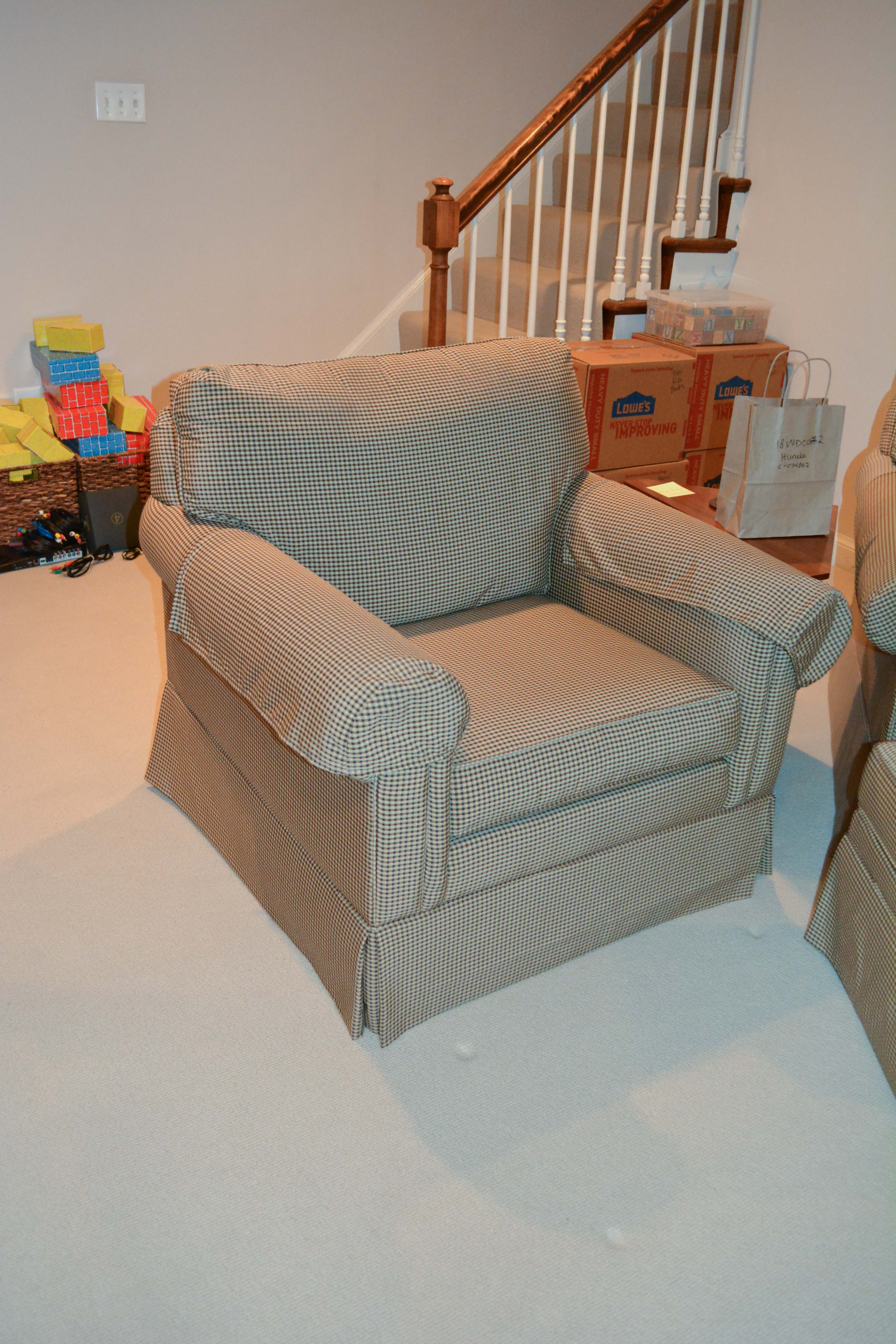 Pair of Ethan Allen Armchairs and Ottoman